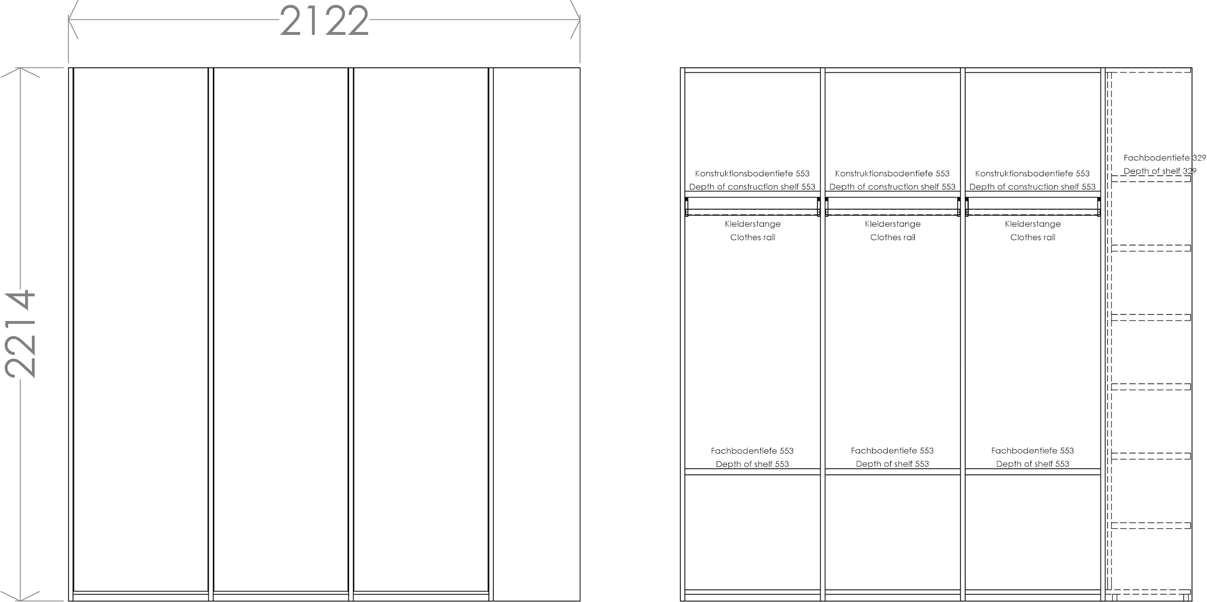 Müller SMALL LIVING Kleiderschrank »Modular Plus Variante 3«, inklusive  links oder rechts montierbarem Seitenregal online bestellen
