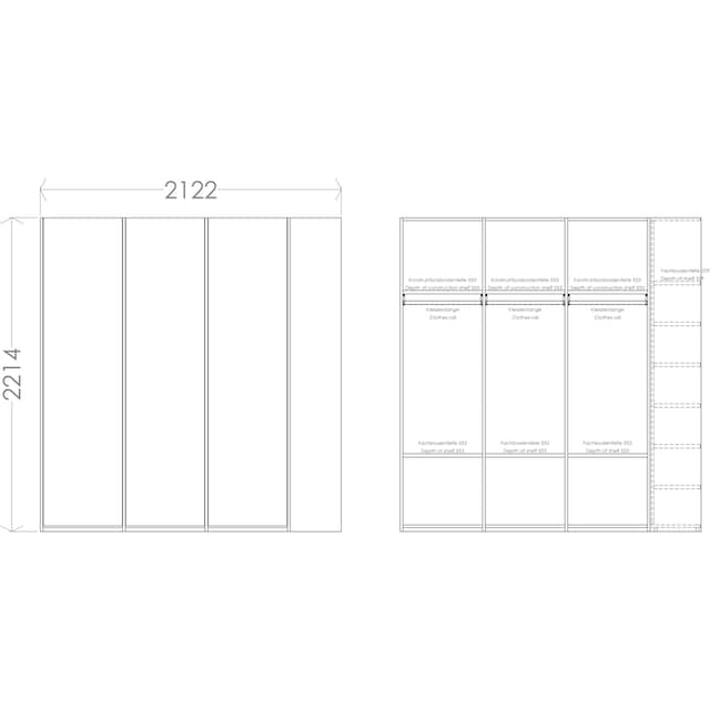 Müller SMALL LIVING Kleiderschrank »Modular Plus Variante 3«, inklusive  links oder rechts montierbarem Seitenregal online bestellen