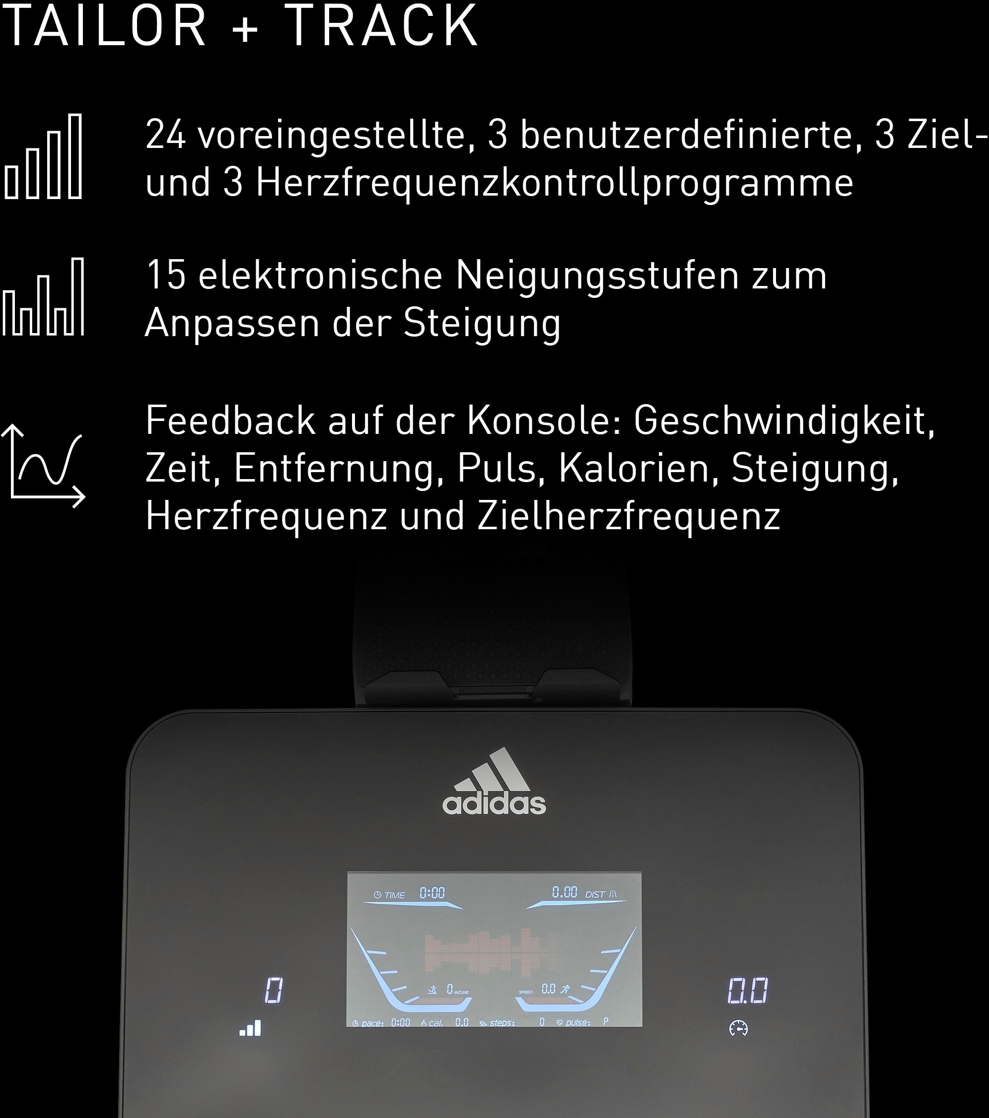 adidas Performance Laufband »T-19 BT«, (mit Bluetooth und App-Funktion und LED-Beleuchtung), bis max. 20 km/h, klappbar