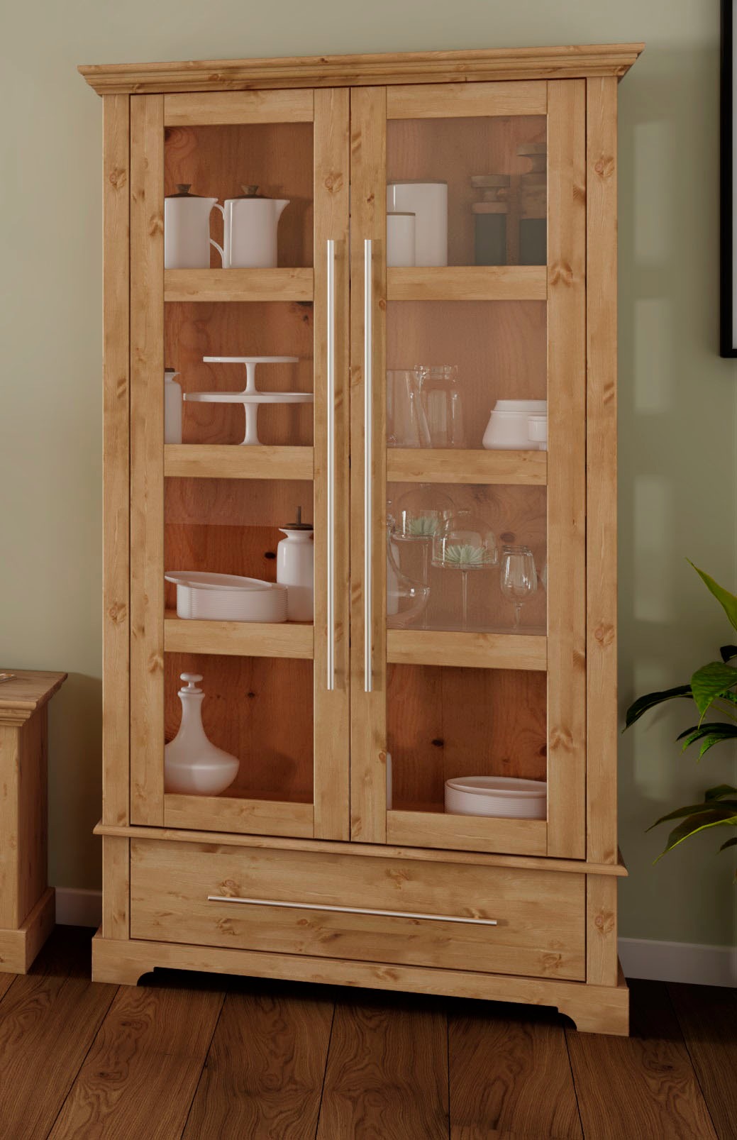 OTTO home Vitrine "Melissa" Höhe 169 cm, Breite 94 cm, 2-türig, Kiefer massiv, FSC