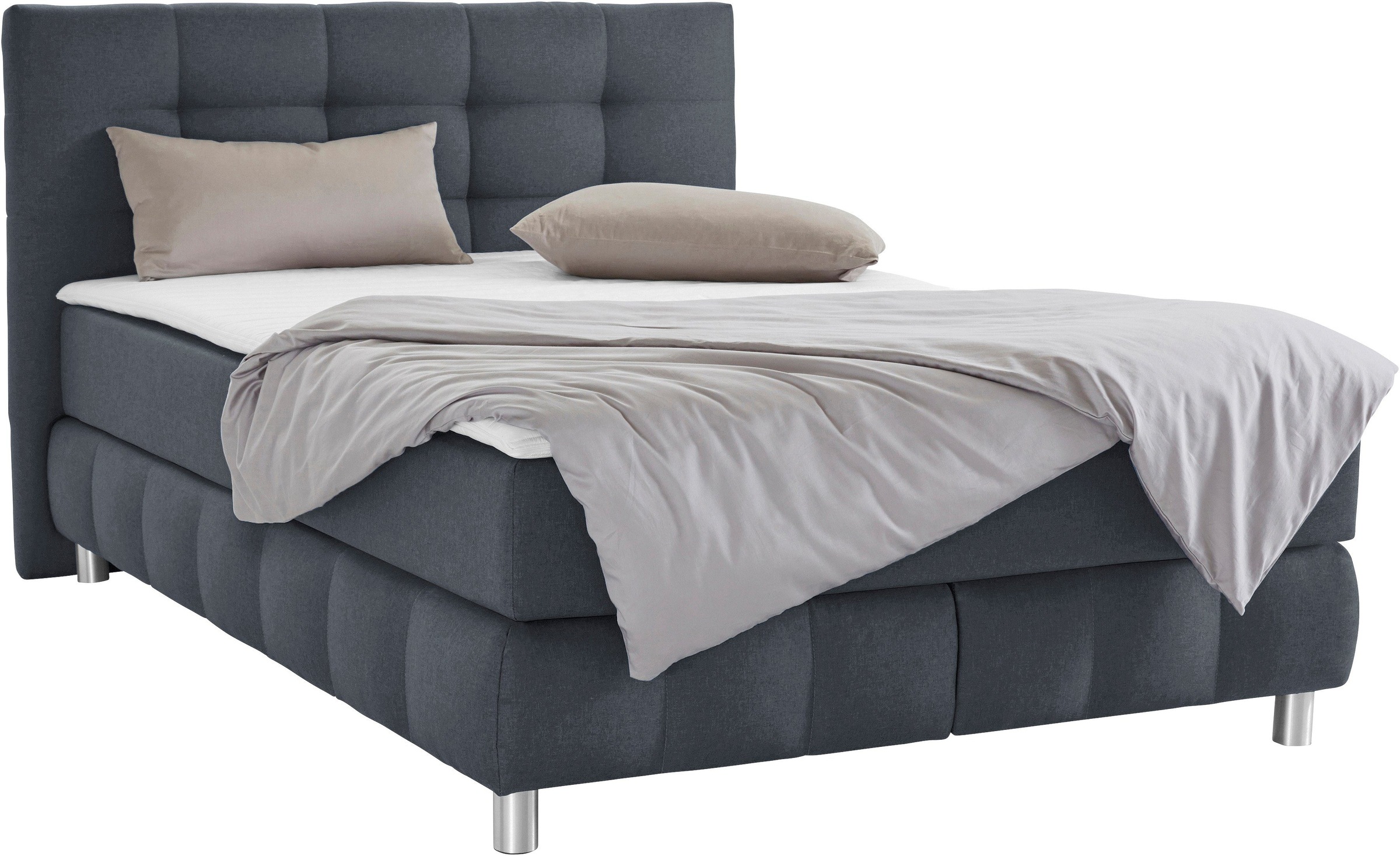 Home affaire Boxspringbett "Salo XXL" in Samtoptik oder Struktur, 6 Breiten in Überlänge 220cm, 4 Härtegrade