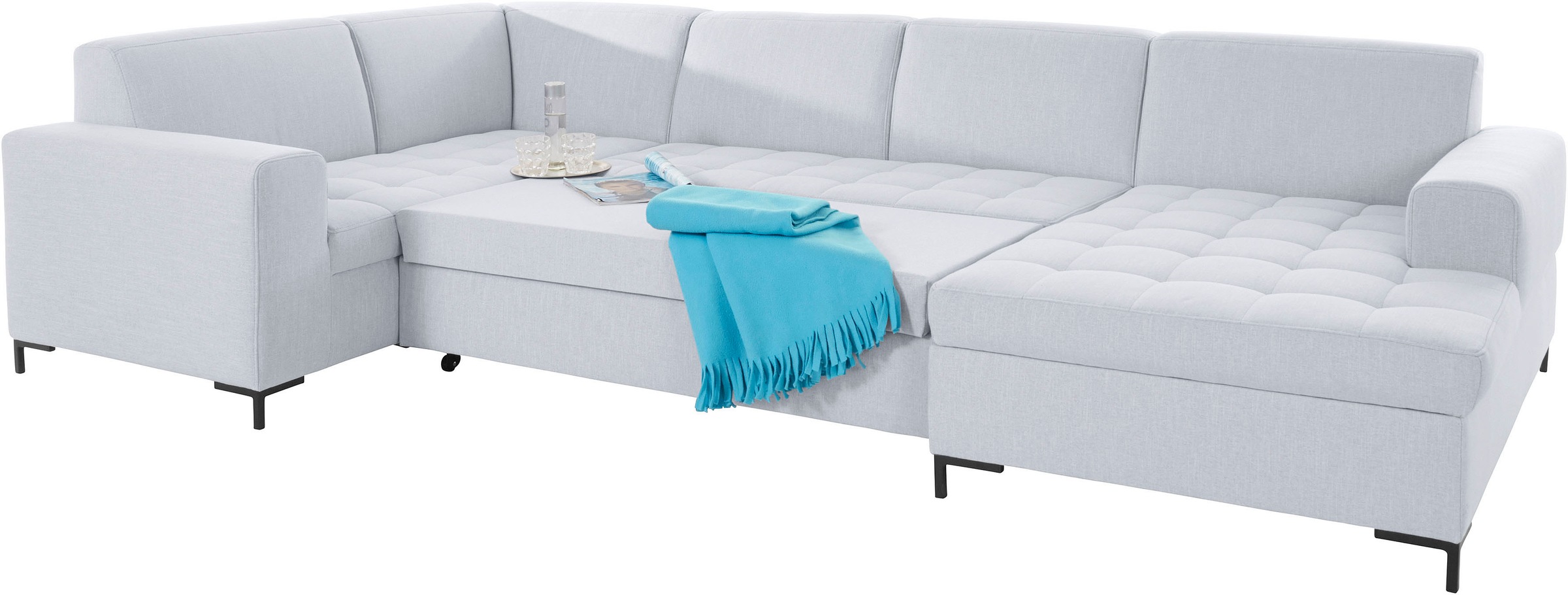 GOODproduct Wohnlandschaft »Grazzo U-Form«, hochwertige Stoffe aus recyceltem Material, Steppung im Sitzbereich