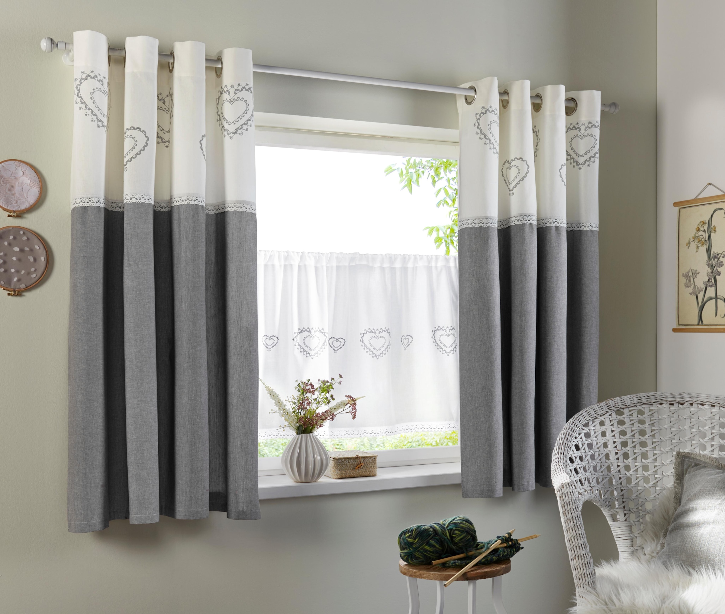 my home Gardine »Louis«, (1 St.), halbtransparent, aus Bio-Baumwolle, einseitig bedruckt