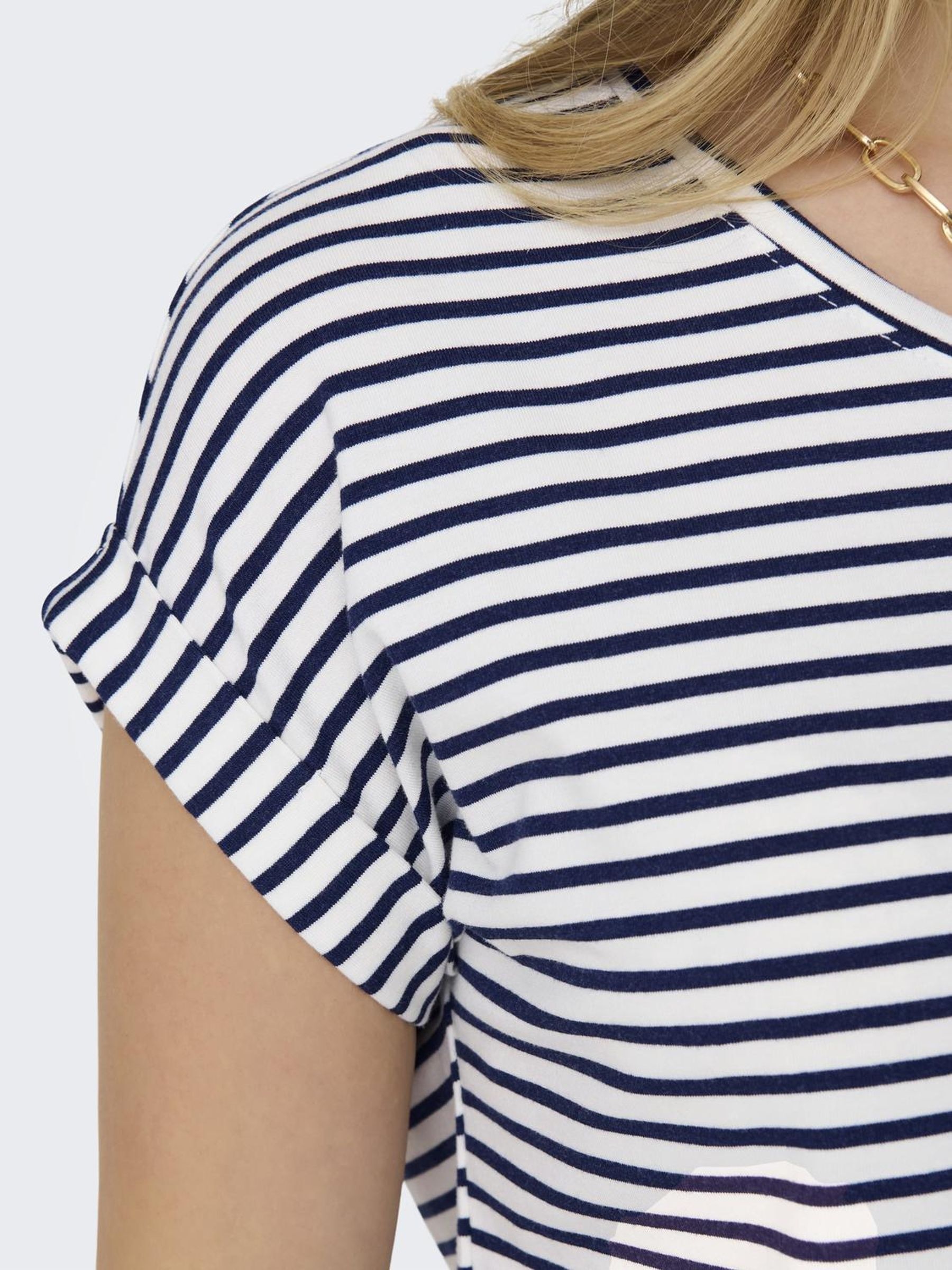 ONLY T-Shirt »ONLMOSTER – Kurzarmshirt mit Aufschlag für lässige Looks«, gestreift, lässig geschnitten, Jersey, Rundhals, Viskosemischung