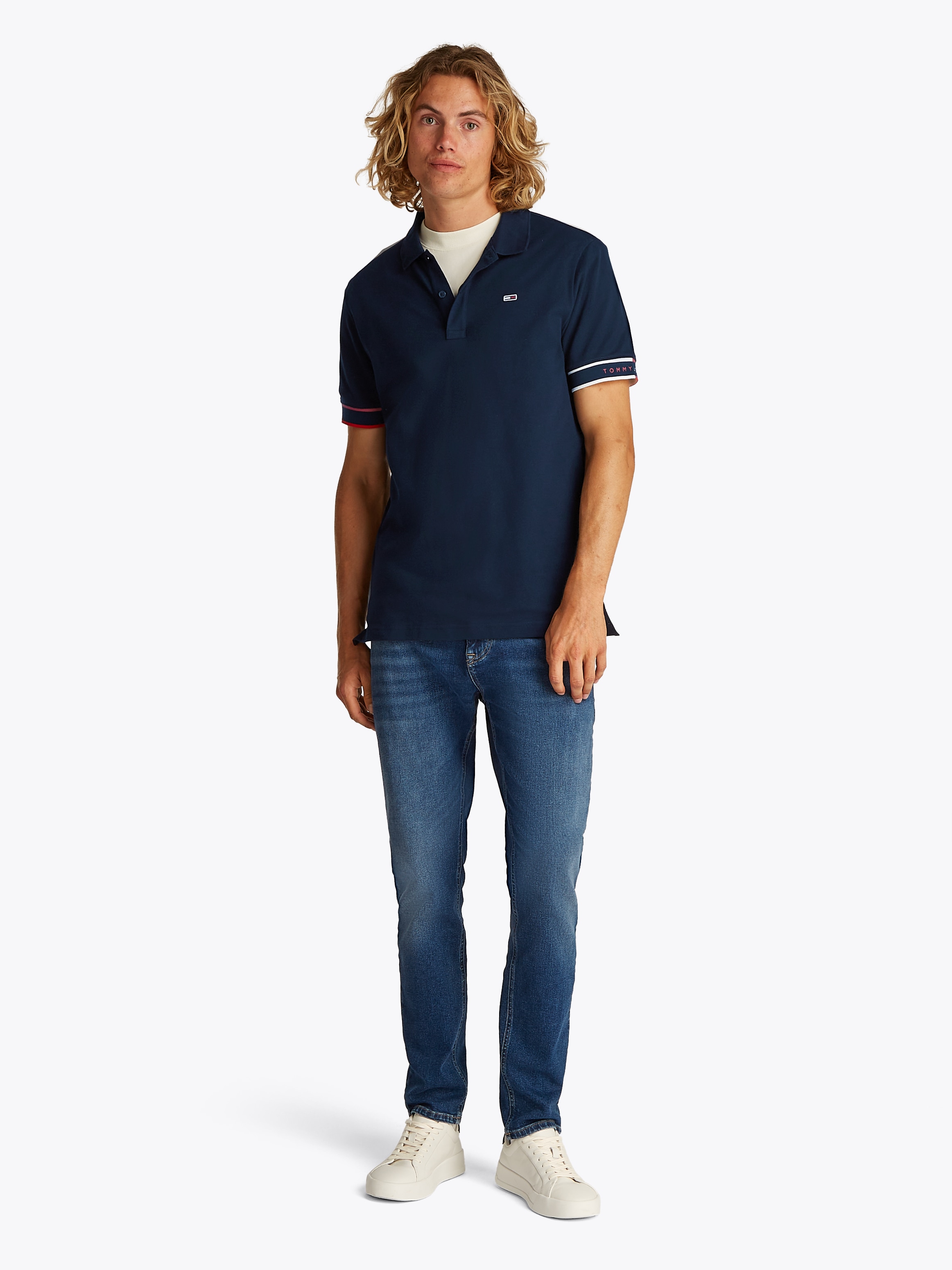 Tommy Jeans Plus Poloshirt »TJM SLIM FLAG CUFF POLO EXT«, Grosse Grössen