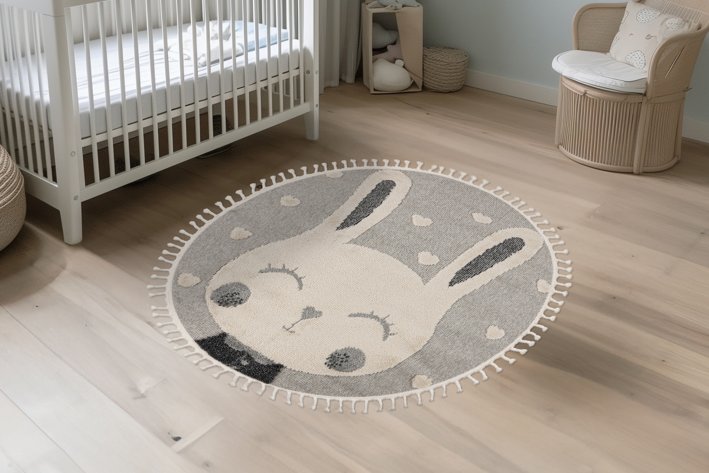 Obsession Kinderteppich "My Fano 395" rund 11 mm Höhe Motiv Hase, mit Fransen, auch in rund