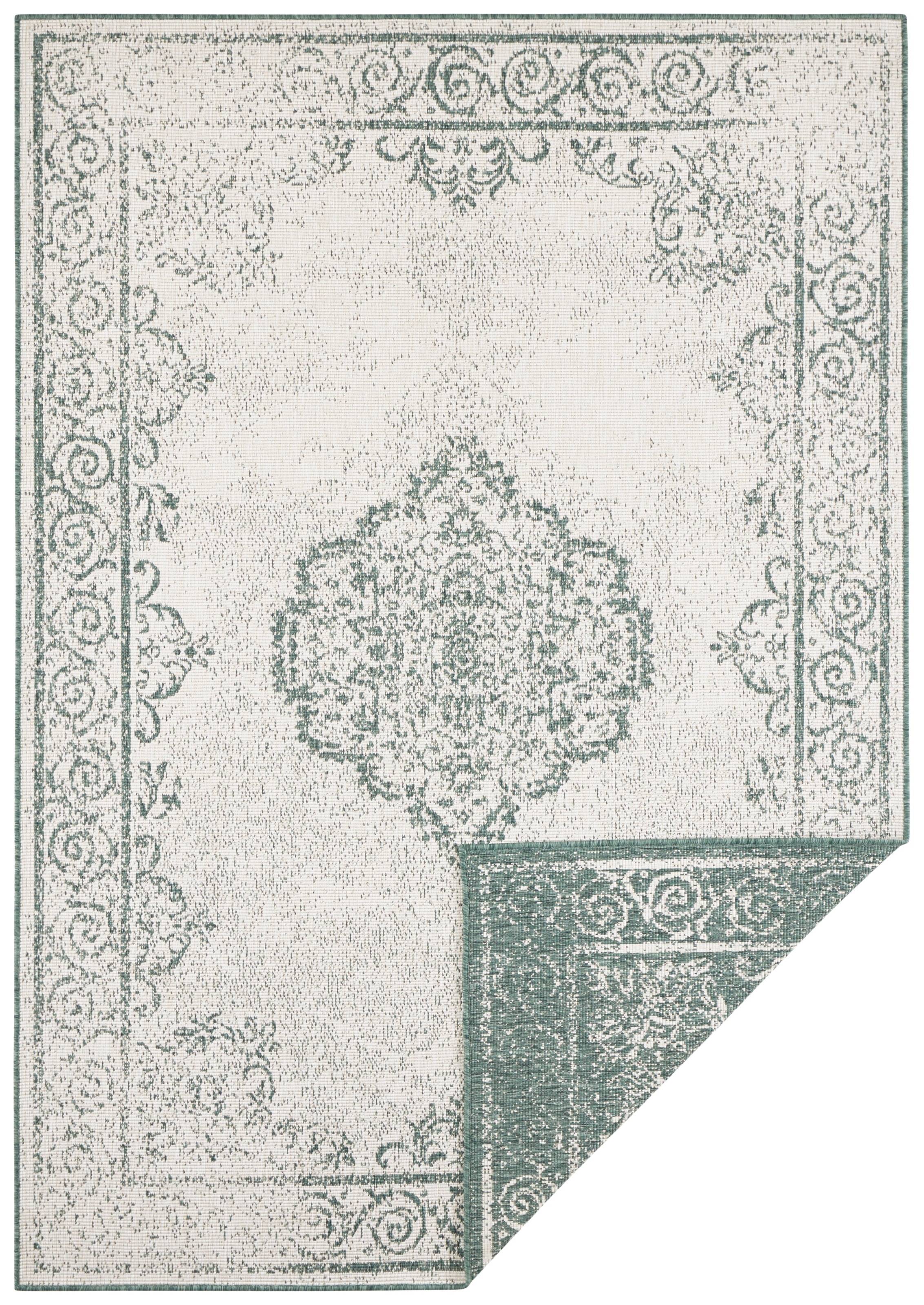 THE RUGS Cebu Reversible Indoor Outdoor Rug Polypropylene Flatweave Durable in Green | Size: 240cm x 340cm