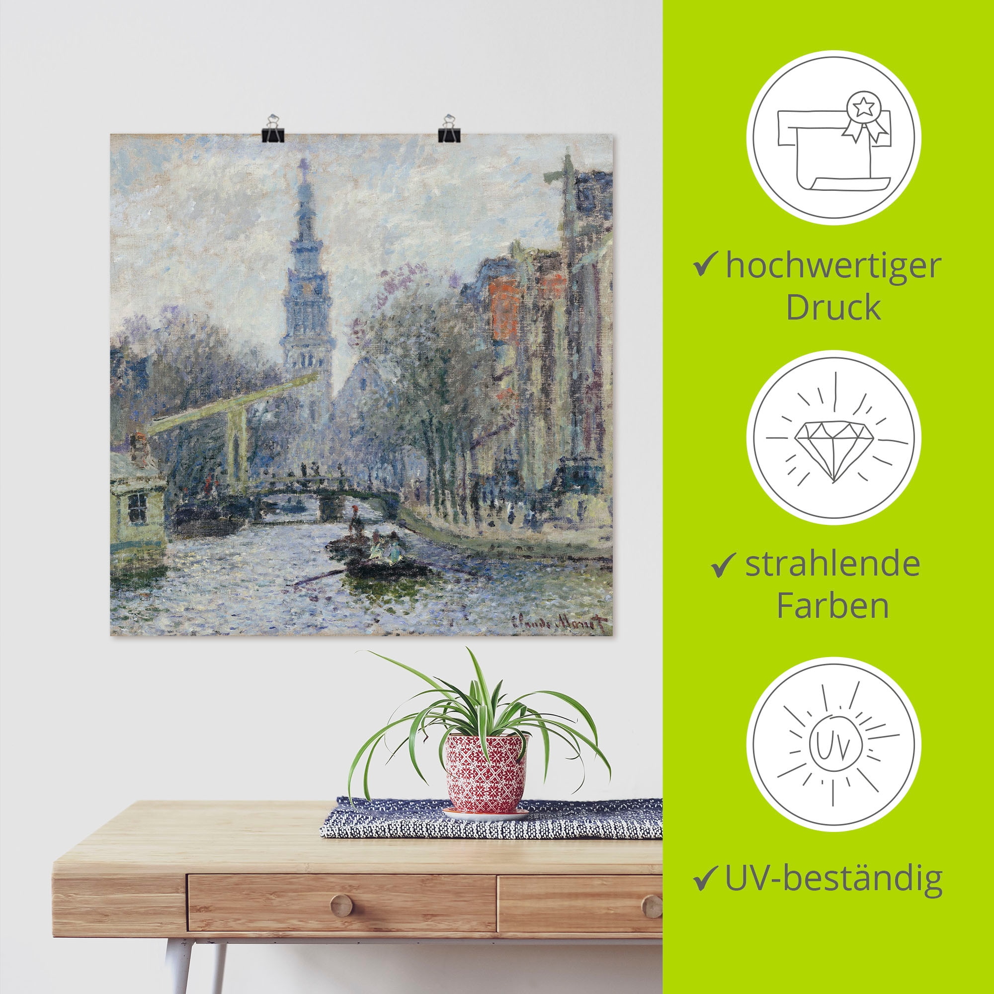 Artland Wandbild »Ansicht von Amsterdam mit Kanal. 1874«, Niederlande, (1 St.), als Leinwandbild, Poster in verschied. Grössen