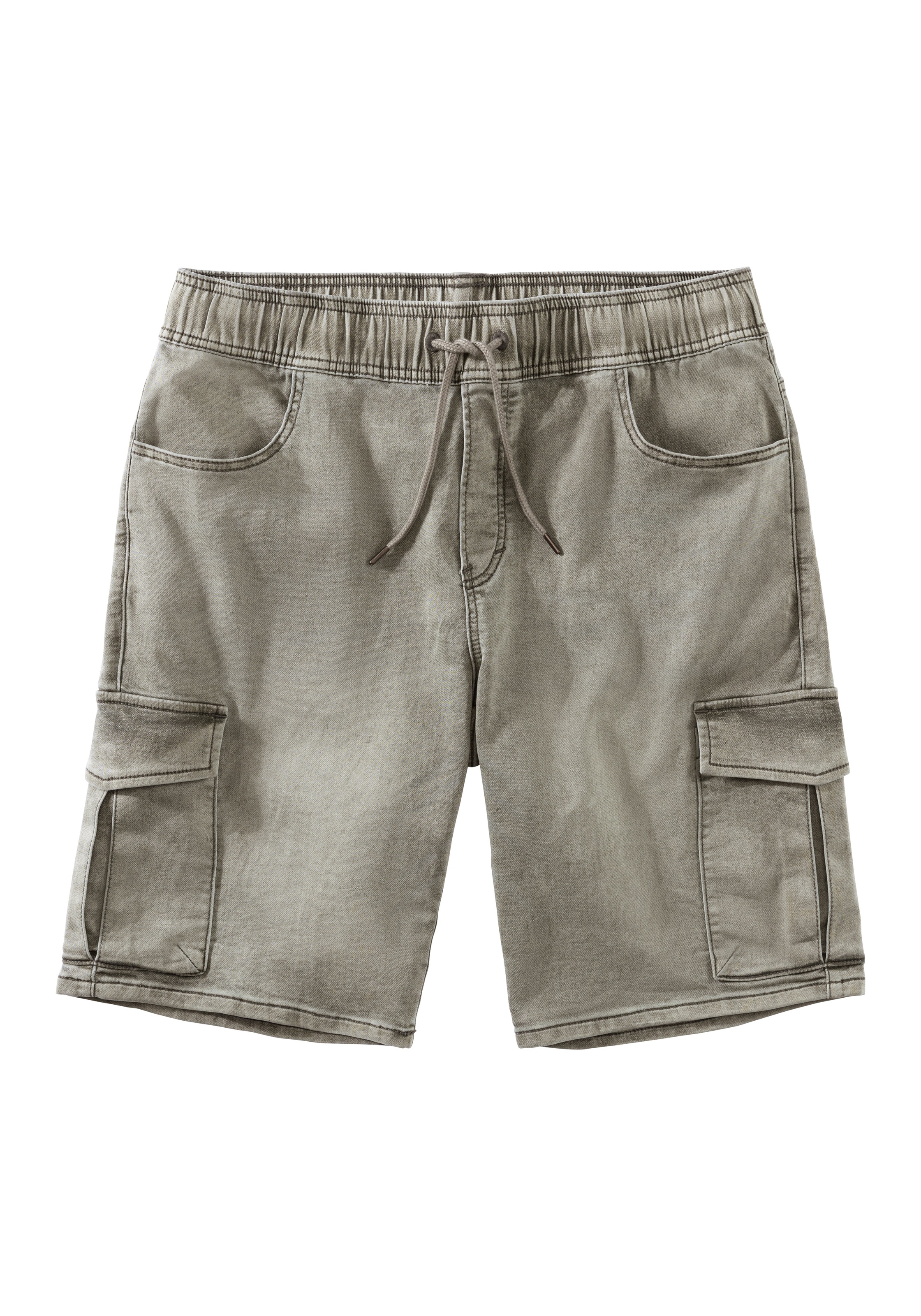 John Devin Jogg Pants, mit Cargotaschen, knielang, elastische Schlupf-Bermuda