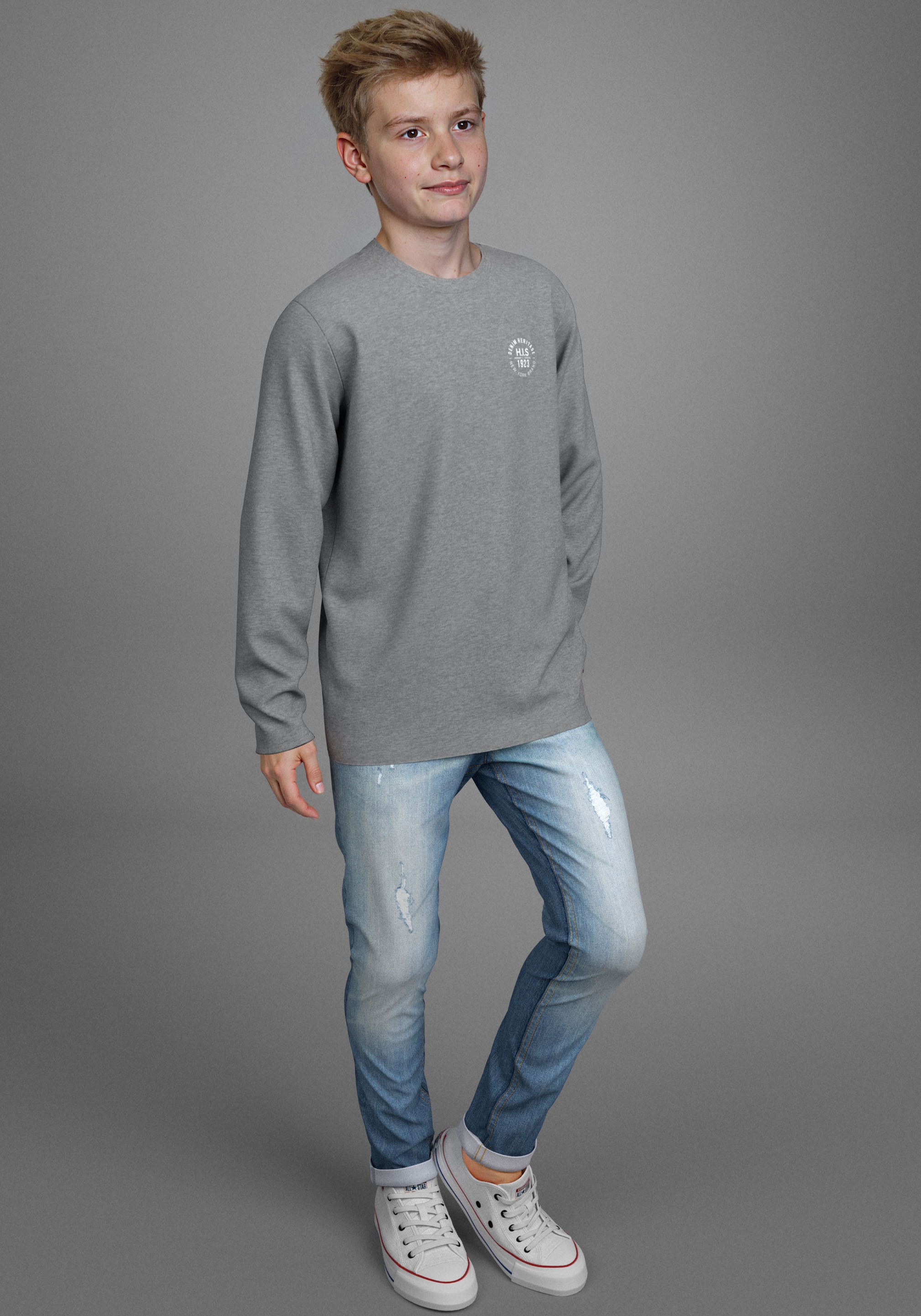 H.I.S Langarmshirt »2er Pack Shirts mit Logoprint«, (Packung, 2 tlg., 2), NEU: HIS für TEENS! 2er Pack Shirts
