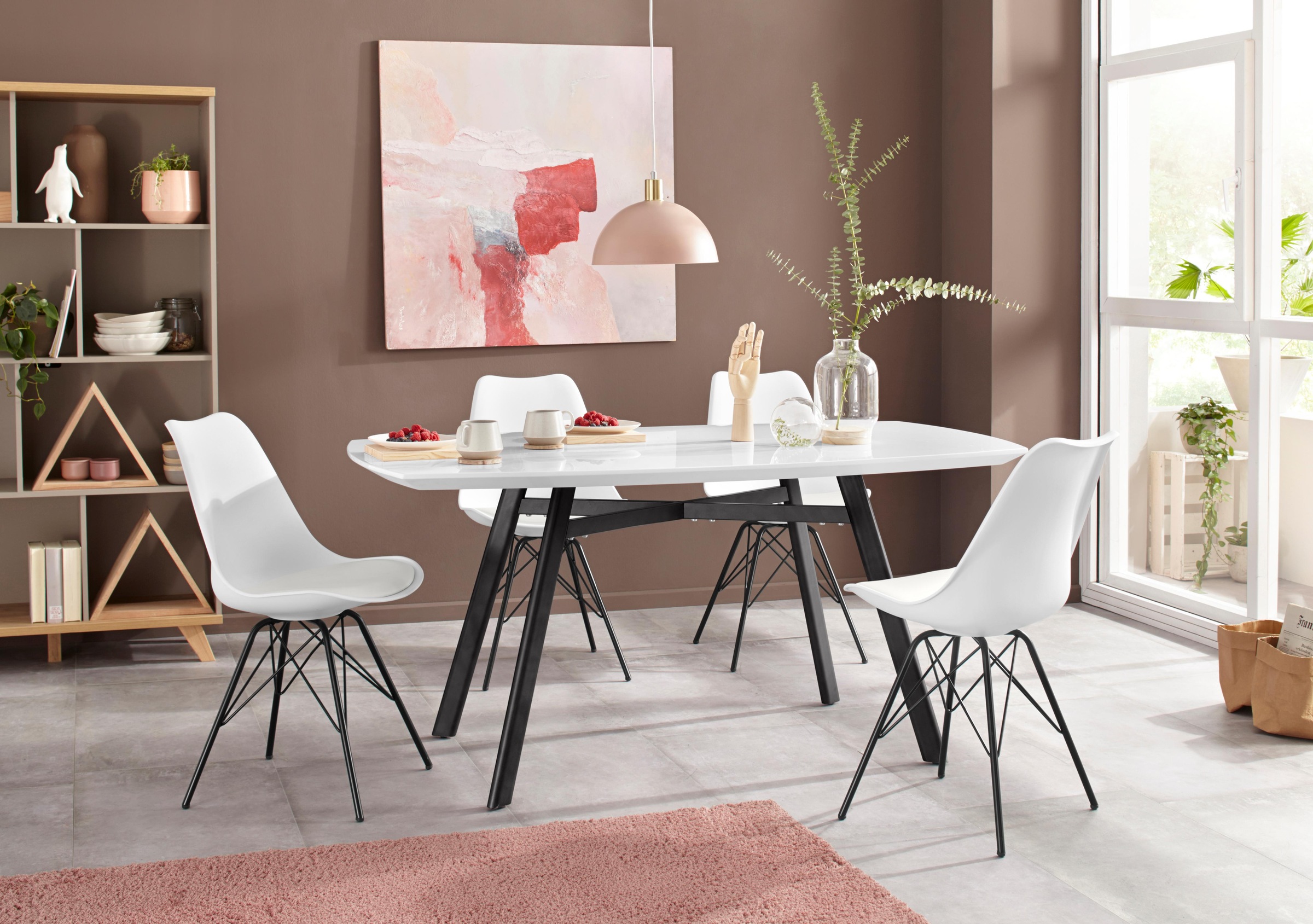 Homexperts 4-Fussstuhl »Ursel 01«, (Set), 2 St., Kunstleder, Sitzschale mit Sitzkissen in Kunstleder