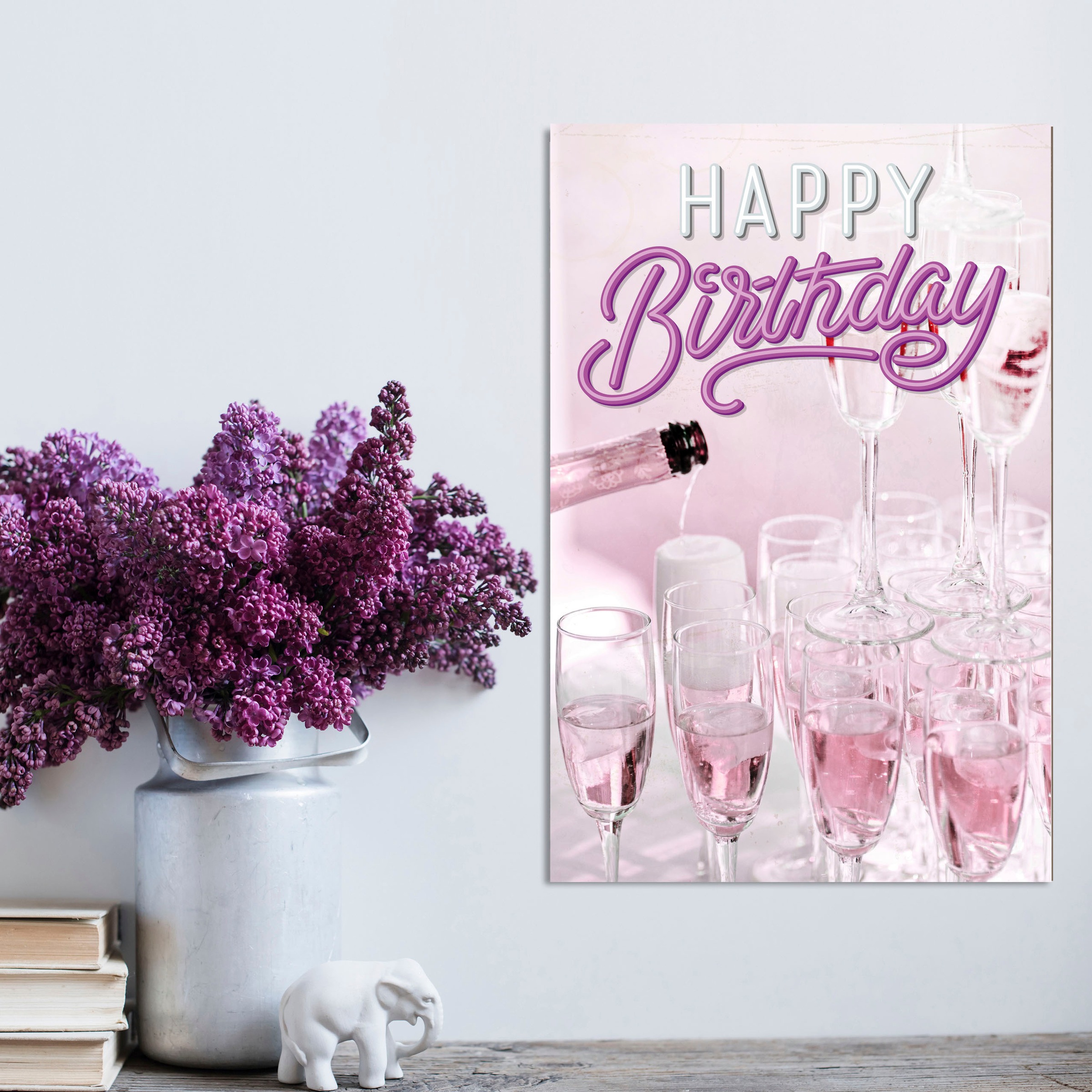 queence Metallbild "Champagne Birthday" Getränke  Schriftzug  Sprüche  Sprüche & Texte 1 Stk. tlg. Stahlschild, Blechschild, Sprüche, Texte, Geburtstag
