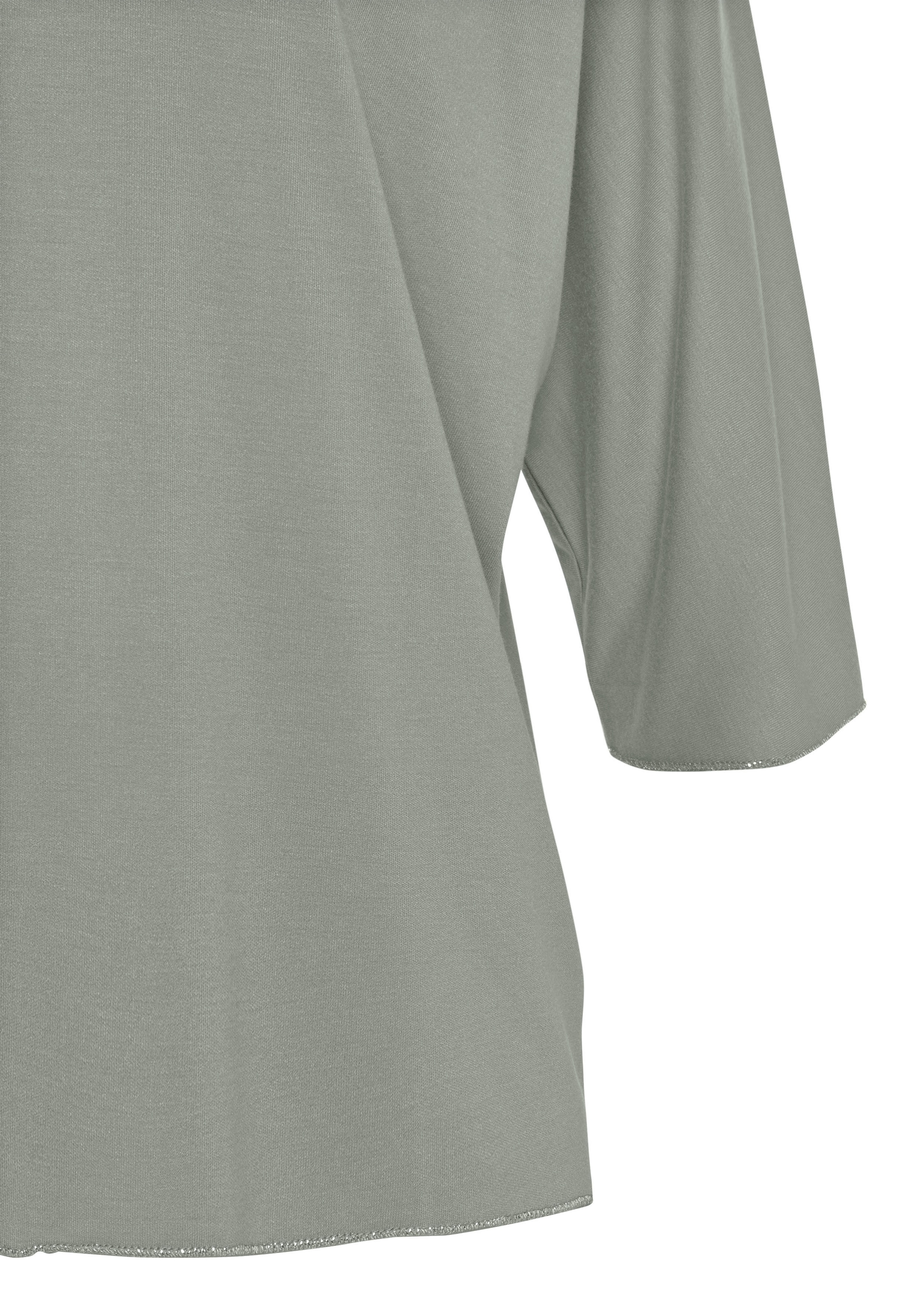 LASCANA 3/4-Arm-Shirt, mit eleganten Glitzerabschlüssen
