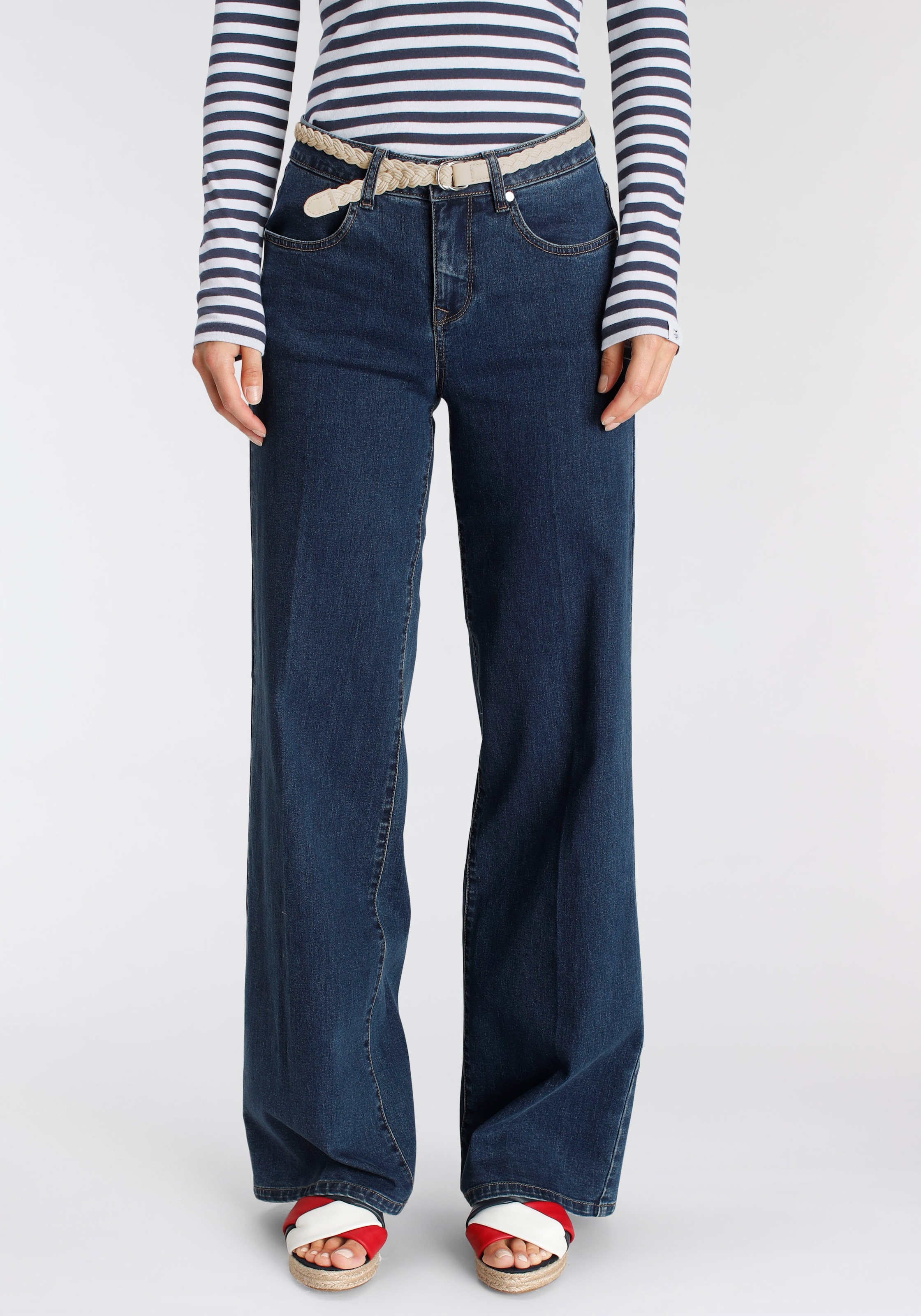 Jeans, mit 2 Schweiz Gürtel), Flechtgürtel online Weite modischem (Set, MARKE! Jelmoli-Versand ---NEUE bei mit kaufen tlg., DELMAO