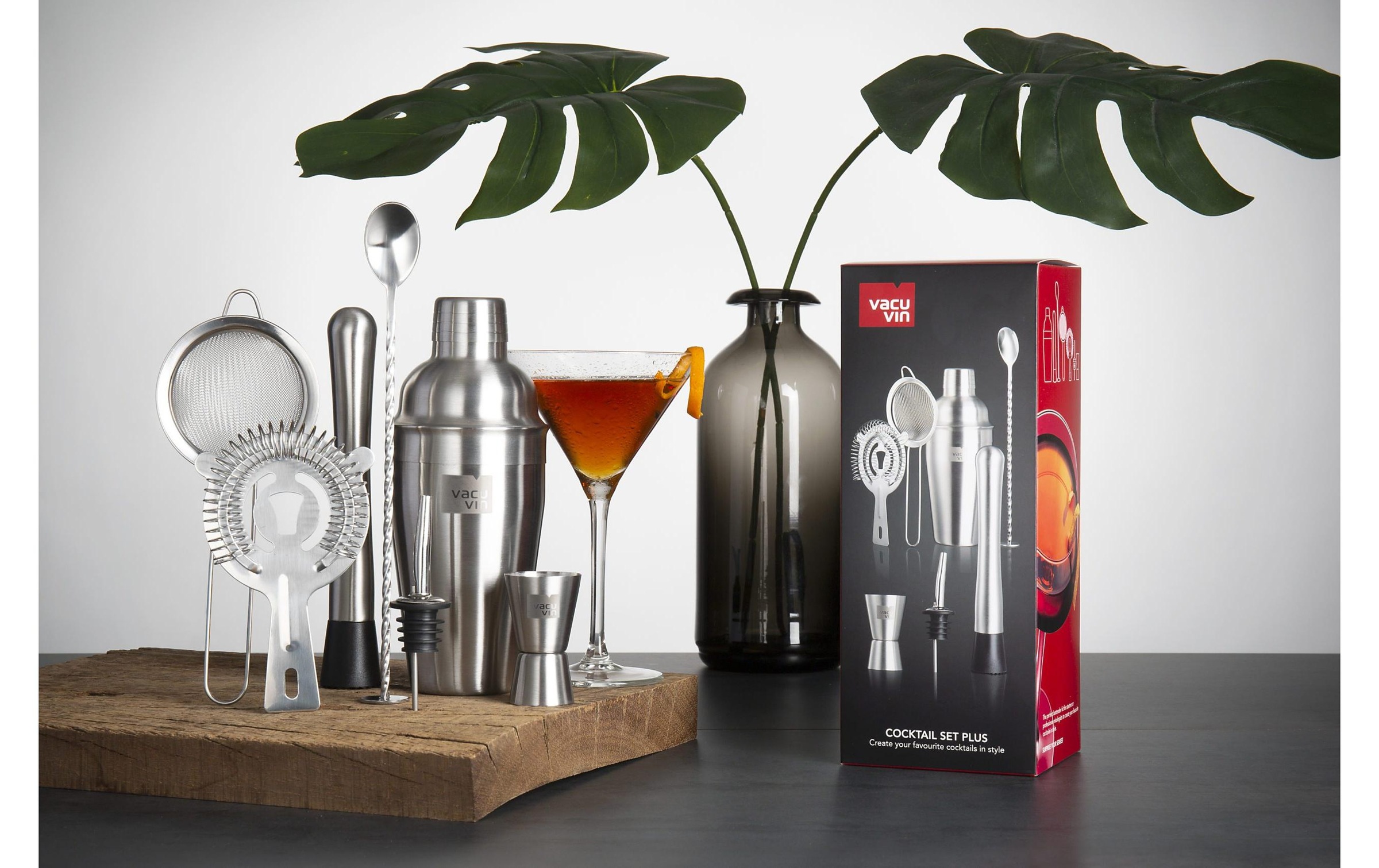 VACUVIN Cocktail Shaker »Cocktail Set 7-teilig 550 l, Silberfarben«, (7 tlg.)