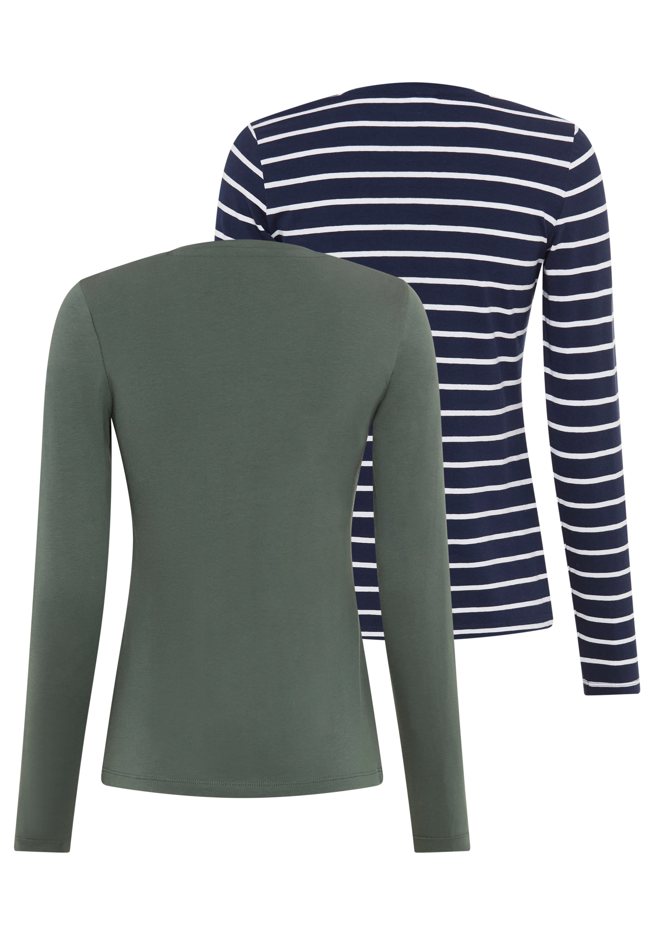 KangaROOS Langarmshirt, im Doppelpack, gestreift + uni