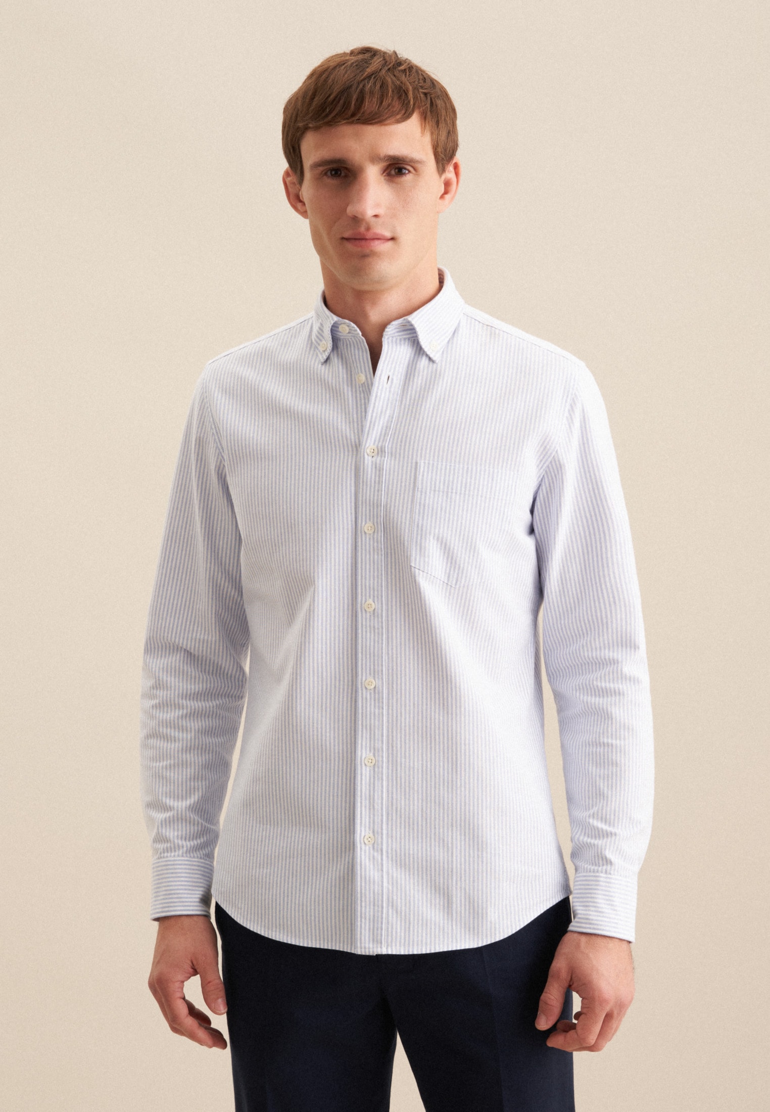 seidensticker Businesshemd Slim 1/1 Button-Down-Kragen Gestreift