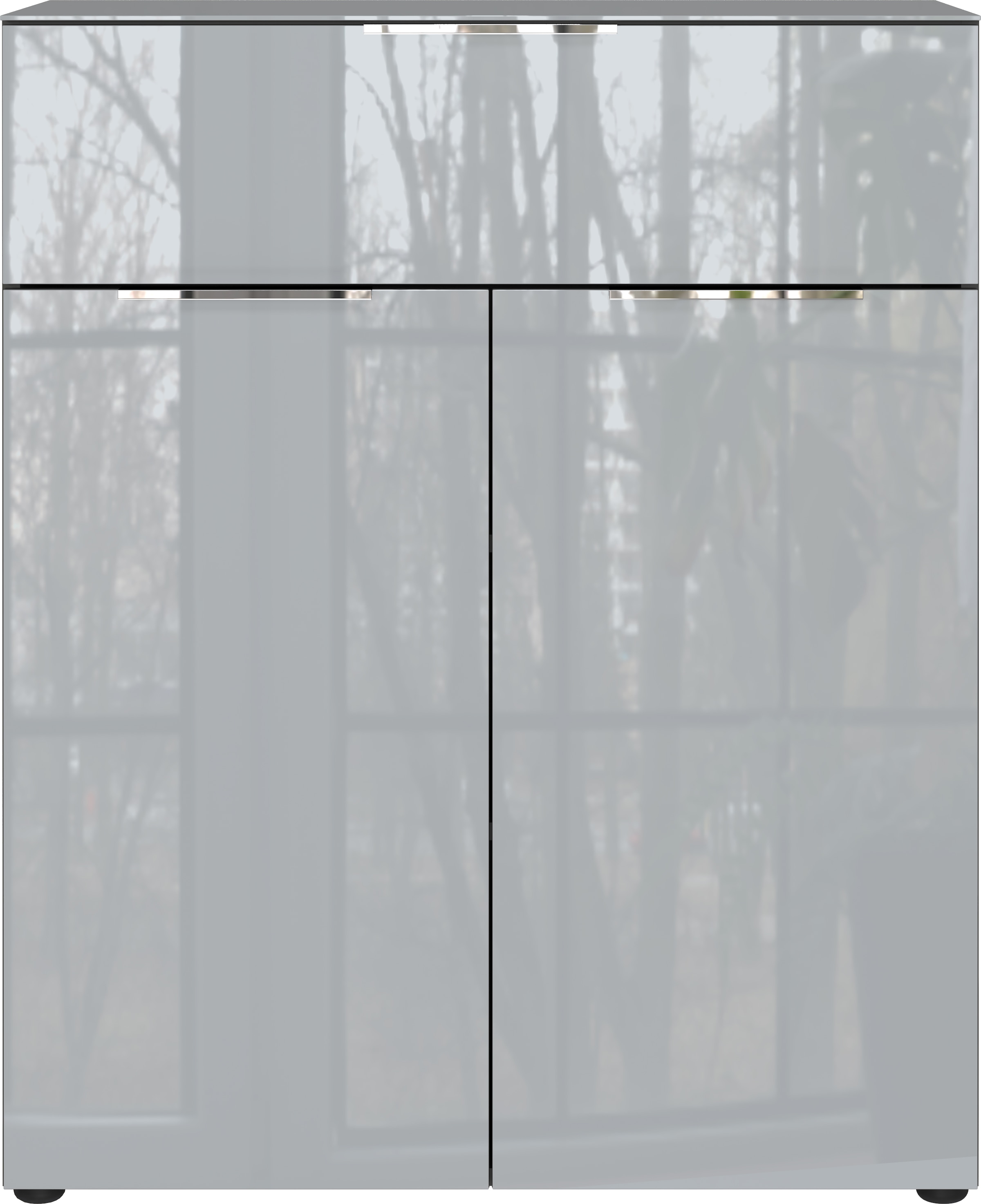 GERMANIA Kombikommode »Oakland«, Breite 83 cm, Fronten und Oberboden mit Glasauflage