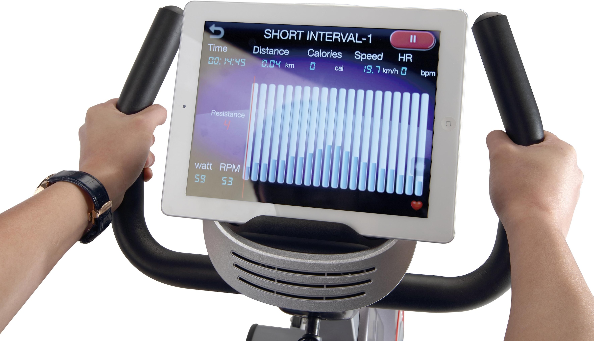 body coach Liege-Ergometer, (mit Tablet-Halterung und integr. Lautsprechern), Schwungmasse ca. 15 kg, 10 Widerstandsstufen