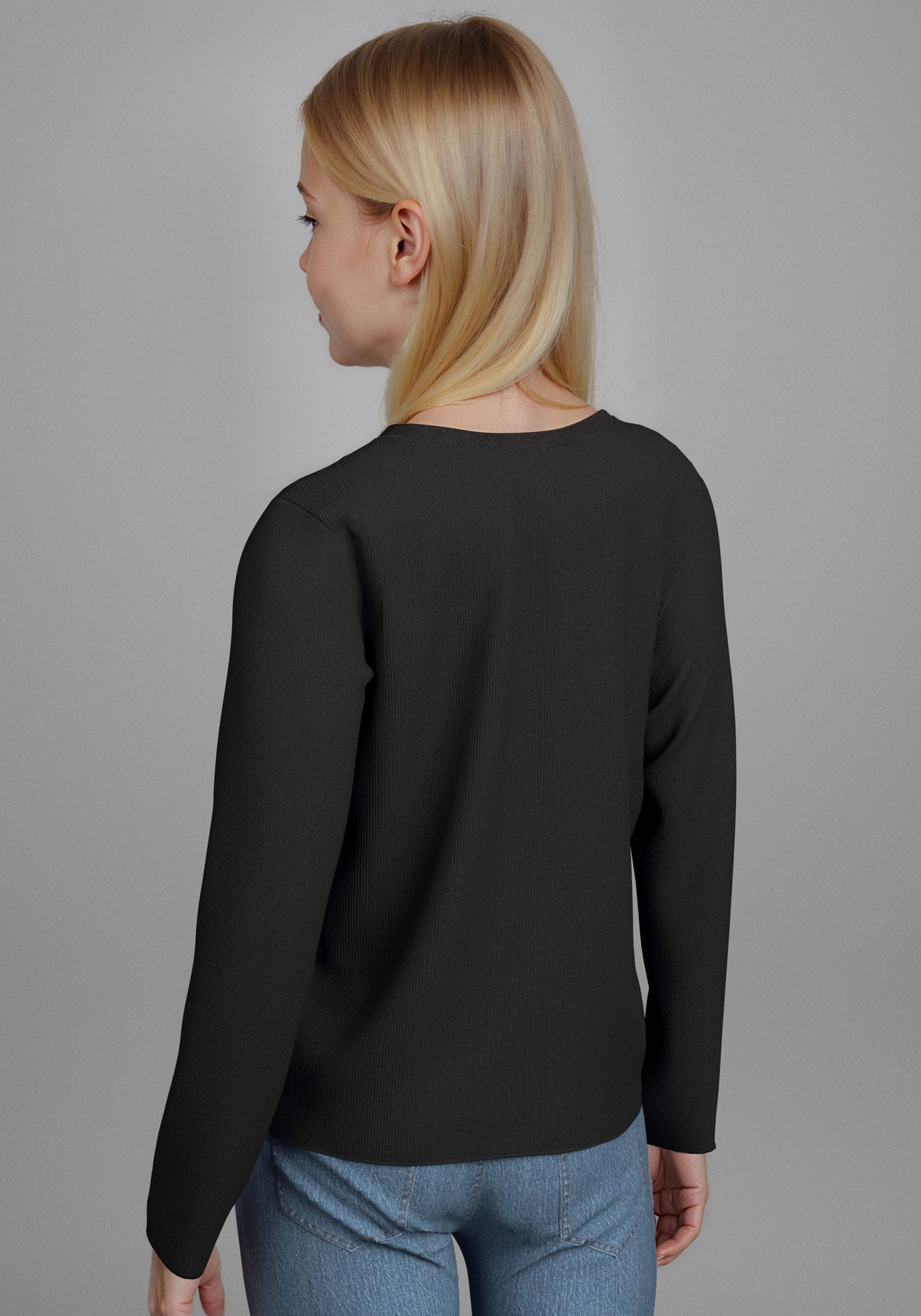 H.I.S Langarmshirt »2er Packung Shirts aus Rippware«, (2 tlg.), 2er Pack Langarmshirts