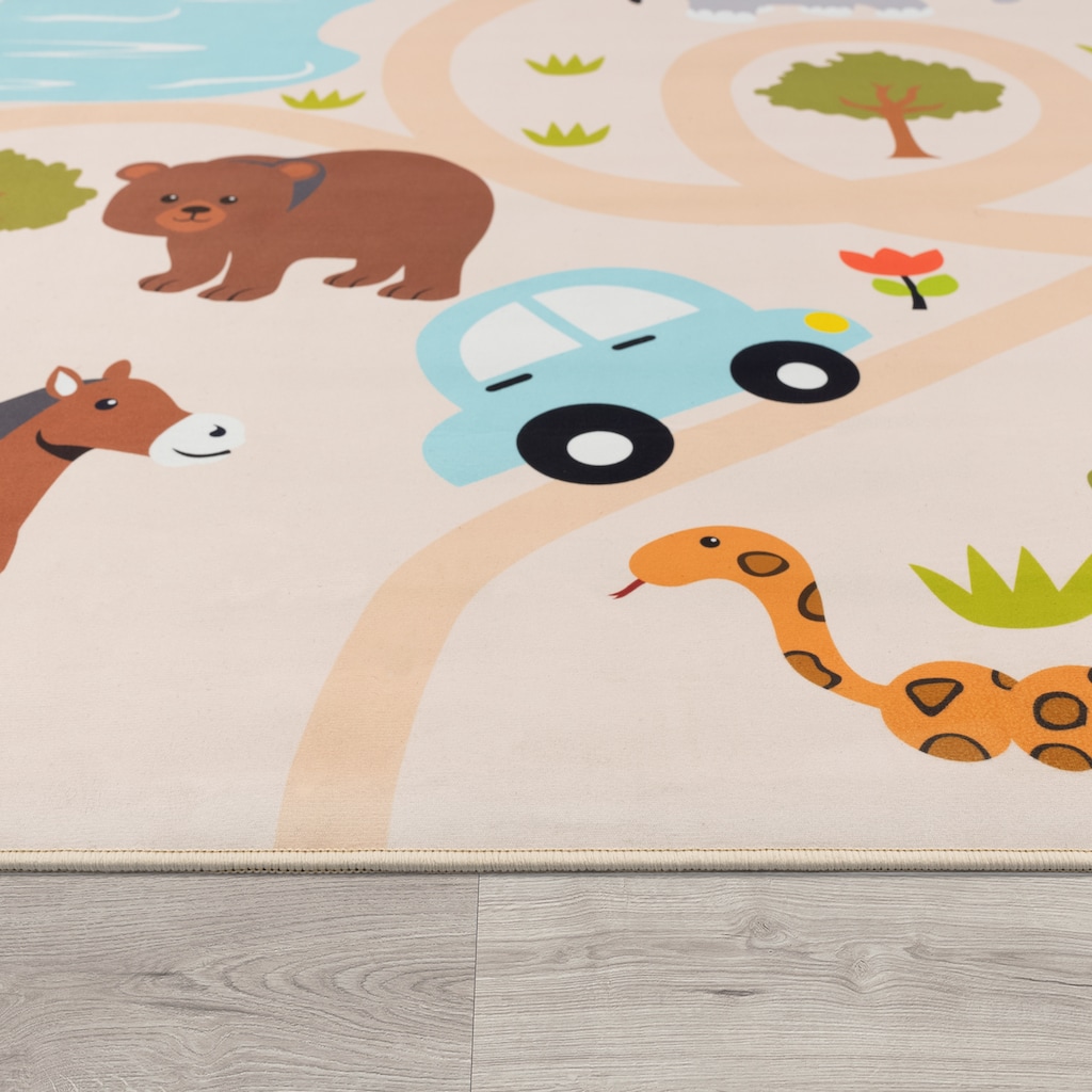 Paco Home Kinderteppich »Bino 580«, rechteckig, Spielteppich, Motiv Strasse & Autos, Kinderzimmer