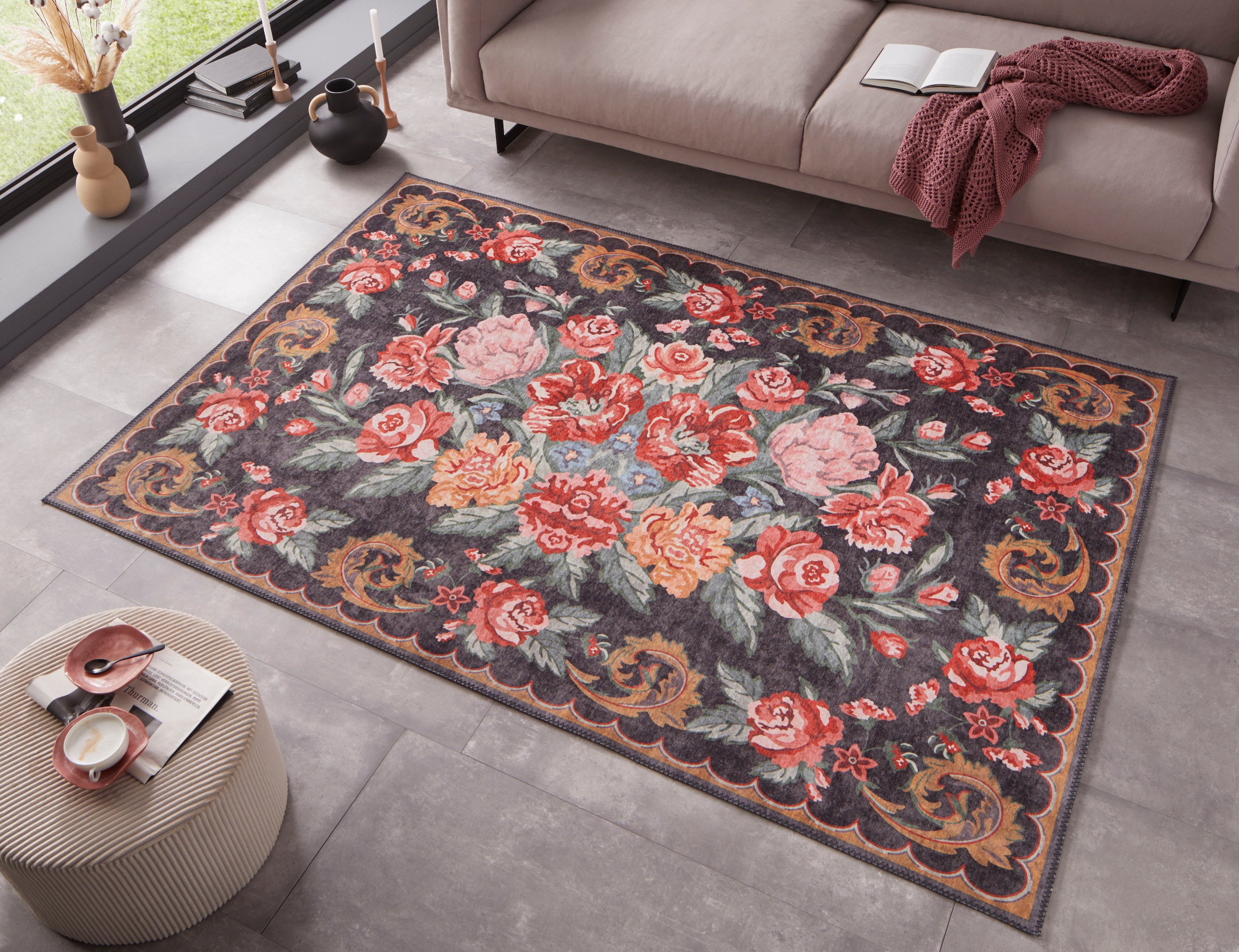 Home affaire Blumen Rosenkelim, | Jelmoli-Versand rechteckig, »Sana«, Robust Florale Orientalischer Ornamente, Teppich online bestellen Design