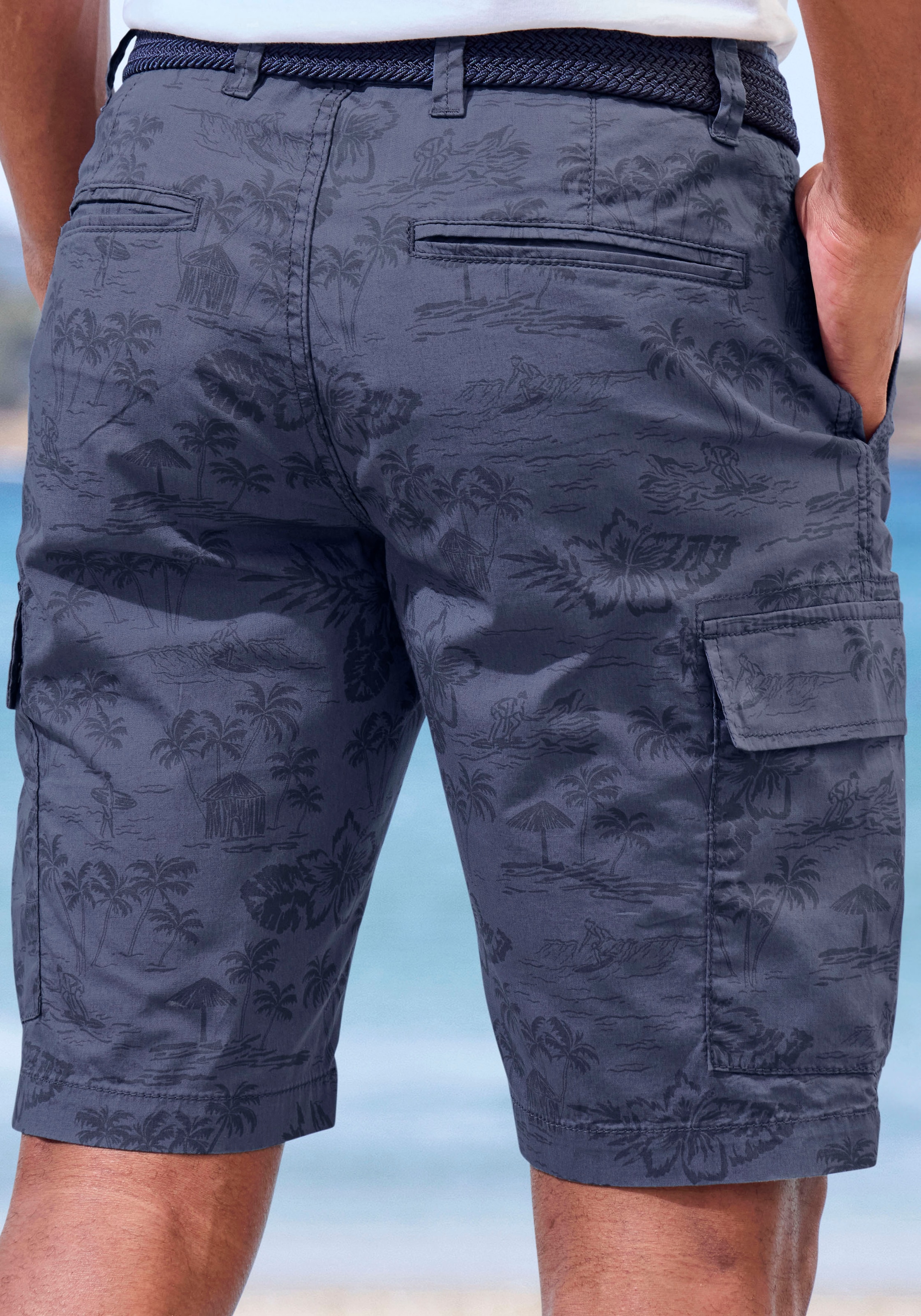 John Devin Cargoshorts, Shorts aus elastischer Baumwolle, modisch bedruckt