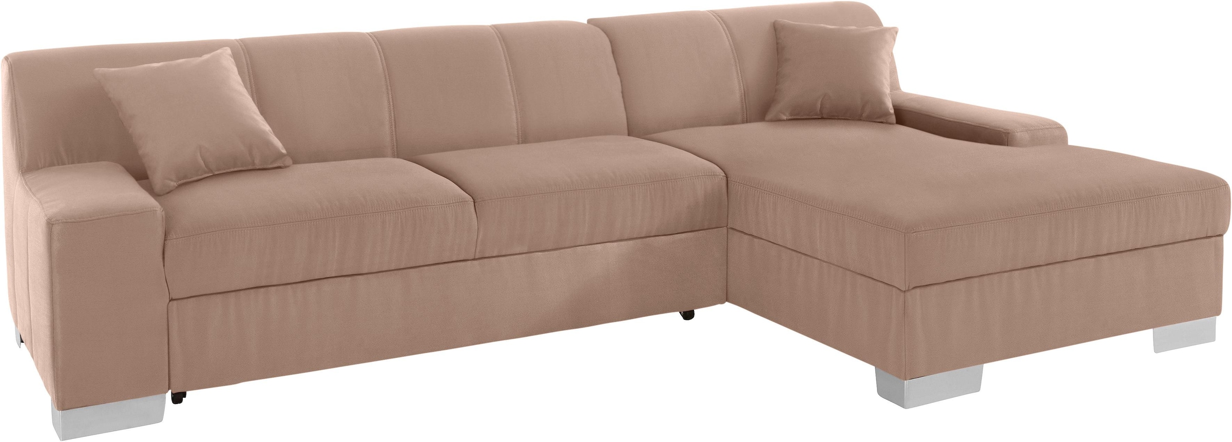 DOMO collection Ecksofa »Bero, elegant und zeitlos, flache Armlehnen, L-Form«, fester Sitzkomfort, wahlweise mit Bettfunktion
