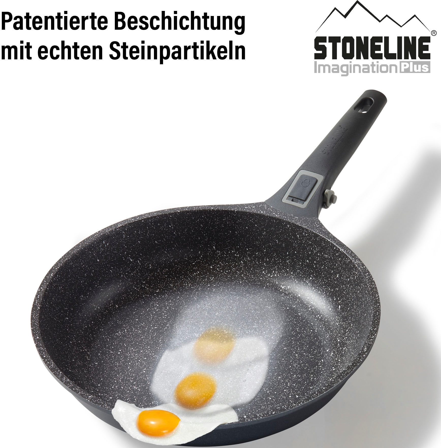 STONELINE Pfannen-Set »Imagination PLUS«, Aluminiumguss, (Set, 3 tlg., je 1 Pfanne Ø 20/24/28 cm, Fassungsvermögen 1,2 L/1,9 L/3,0 L), einzigartige Steinpartikel-Beschichtung, Induktion