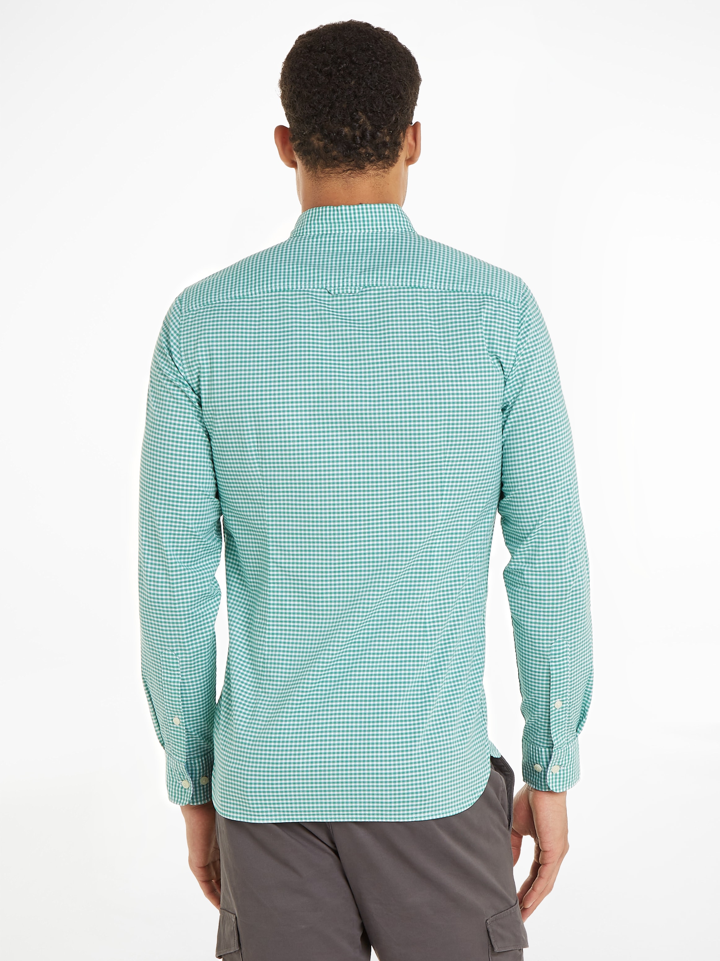 Tommy Hilfiger Karohemd »FLEX TEXTURED GINGHAM SF SHIRT«, mit kleiner Logostickerei