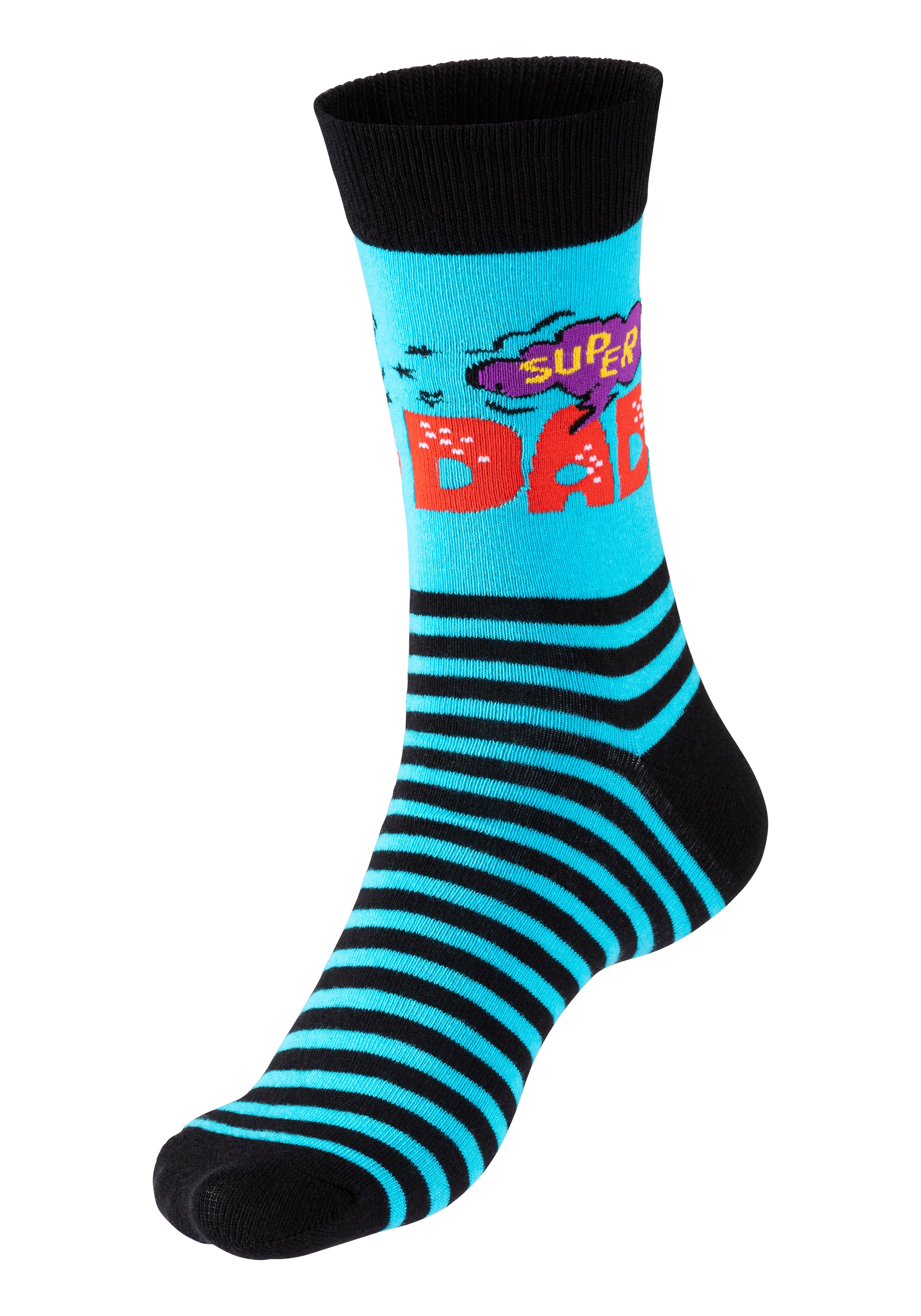 Apollo Socken »Geschenkbox Super-Dad oder Best Dad«, (3er Pack), verschiedenfarbige Designs, perfekt zum Vatertag oder Geburtstag