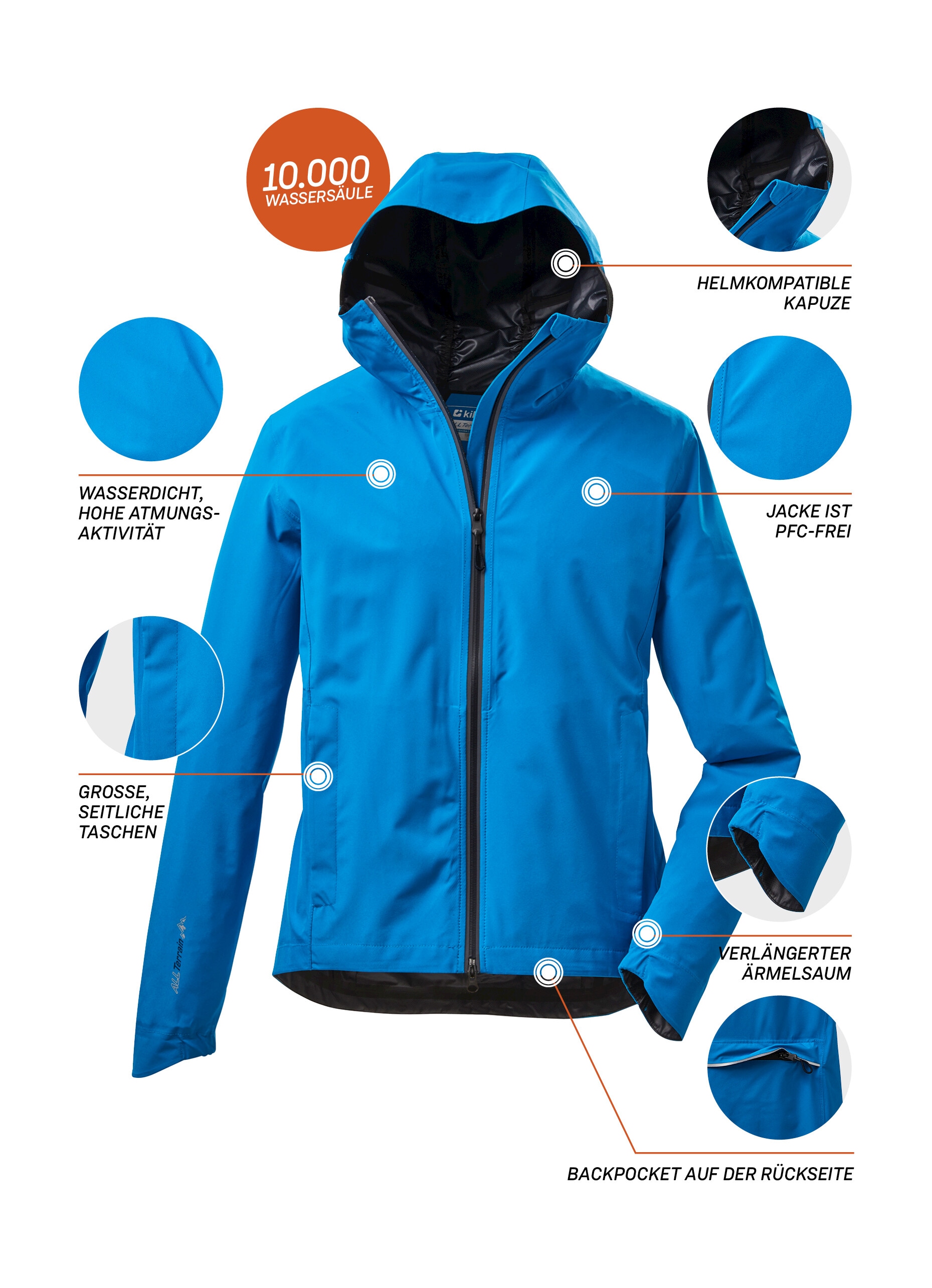 Killtec Funktionsjacke »KOS 23 MN JCKT«, Leichte, wasserdichte Funktionsjacke mit helmkompatibler Kapuze