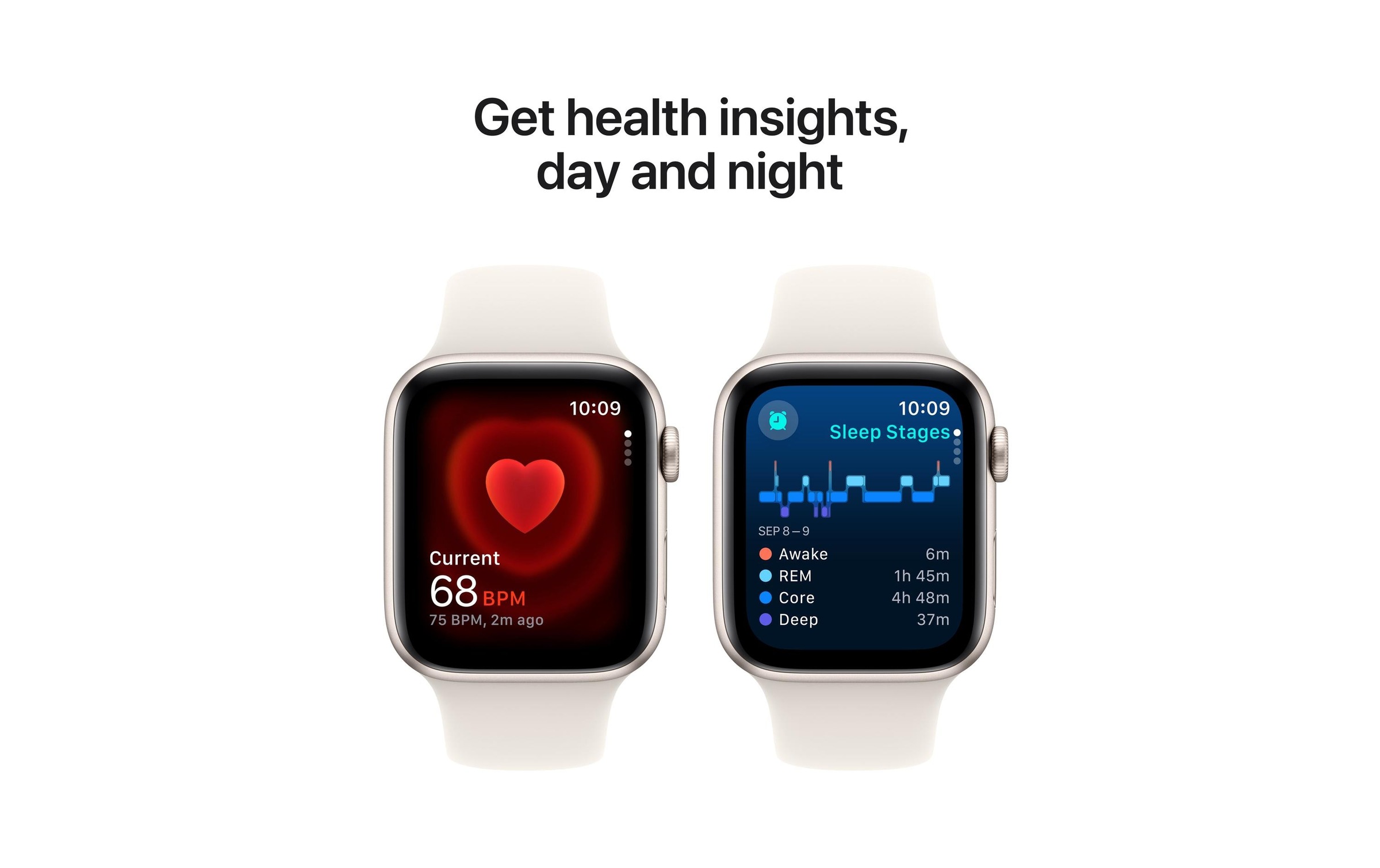 Apple Watch SE (2024), 44 mm, GPS + Cellular, Sport Band S/M, Polarstern