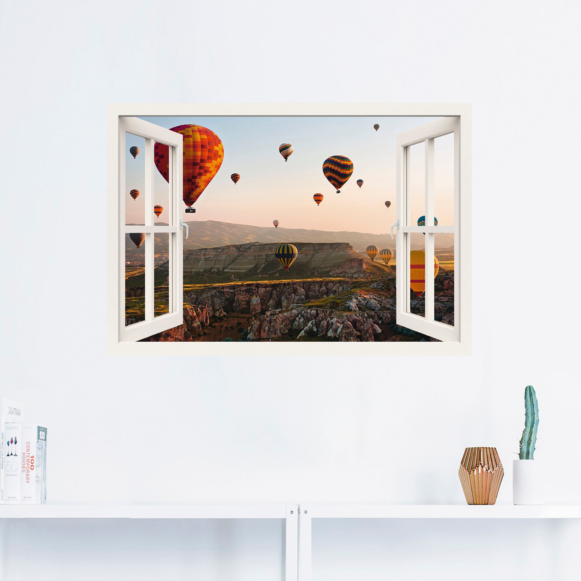 Artland Wandbild »Fensterblick Kappadokien Ballonfahrt«, Ballonfahren, (1 St.), als Poster, Wandaufkleber in verschied. Grössen