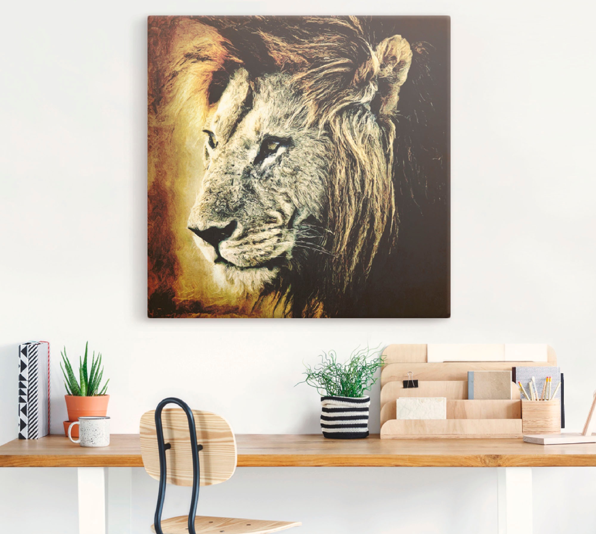 Artland Leinwandbild "Löwe" Wildtiere 1 Stk. tlg. auf Holzrahmen gespannt