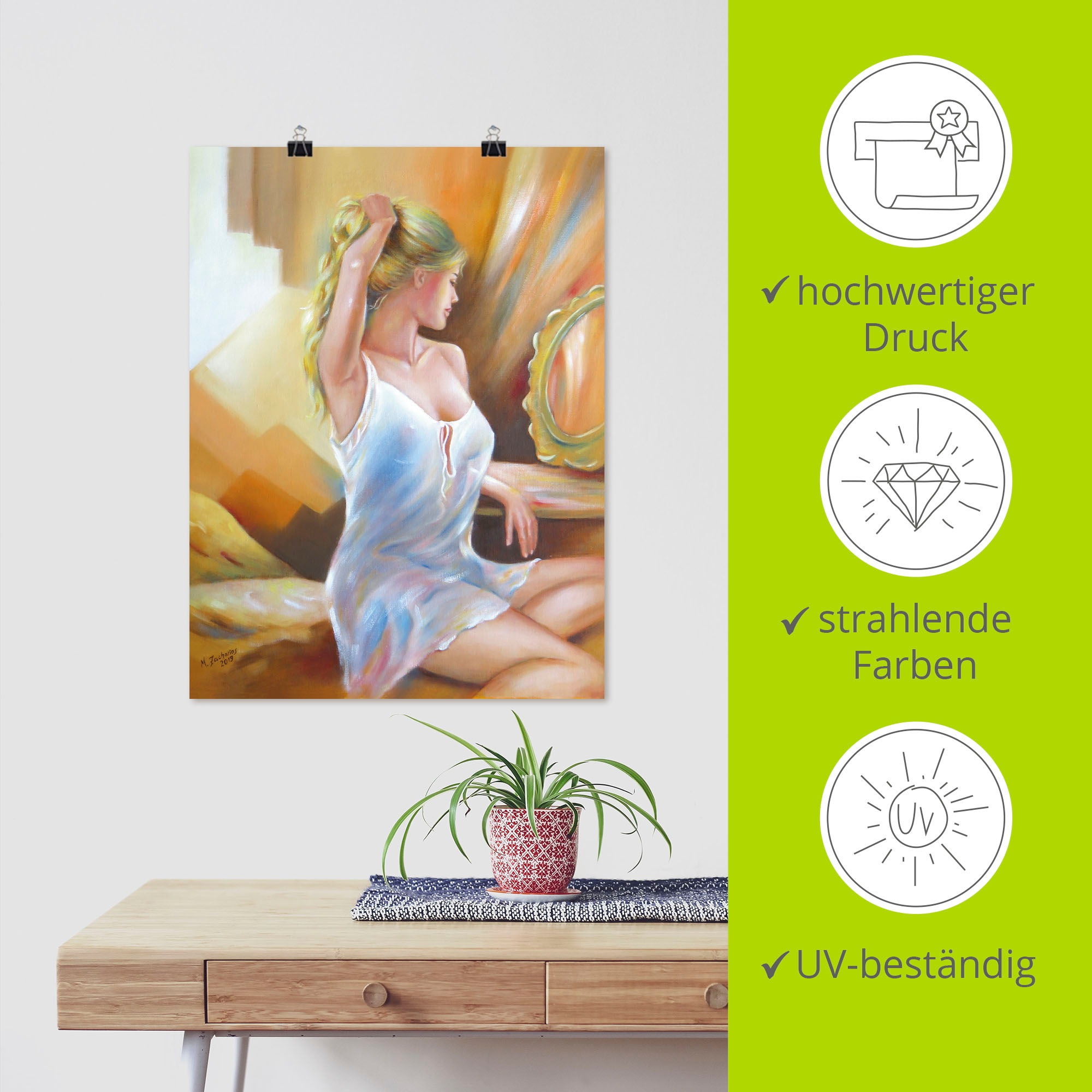 Artland Wandbild »Sexy Frau am Spiegel«, Erotische Bilder, (1 St.), als Leinwandbild, Poster in verschied. Grössen