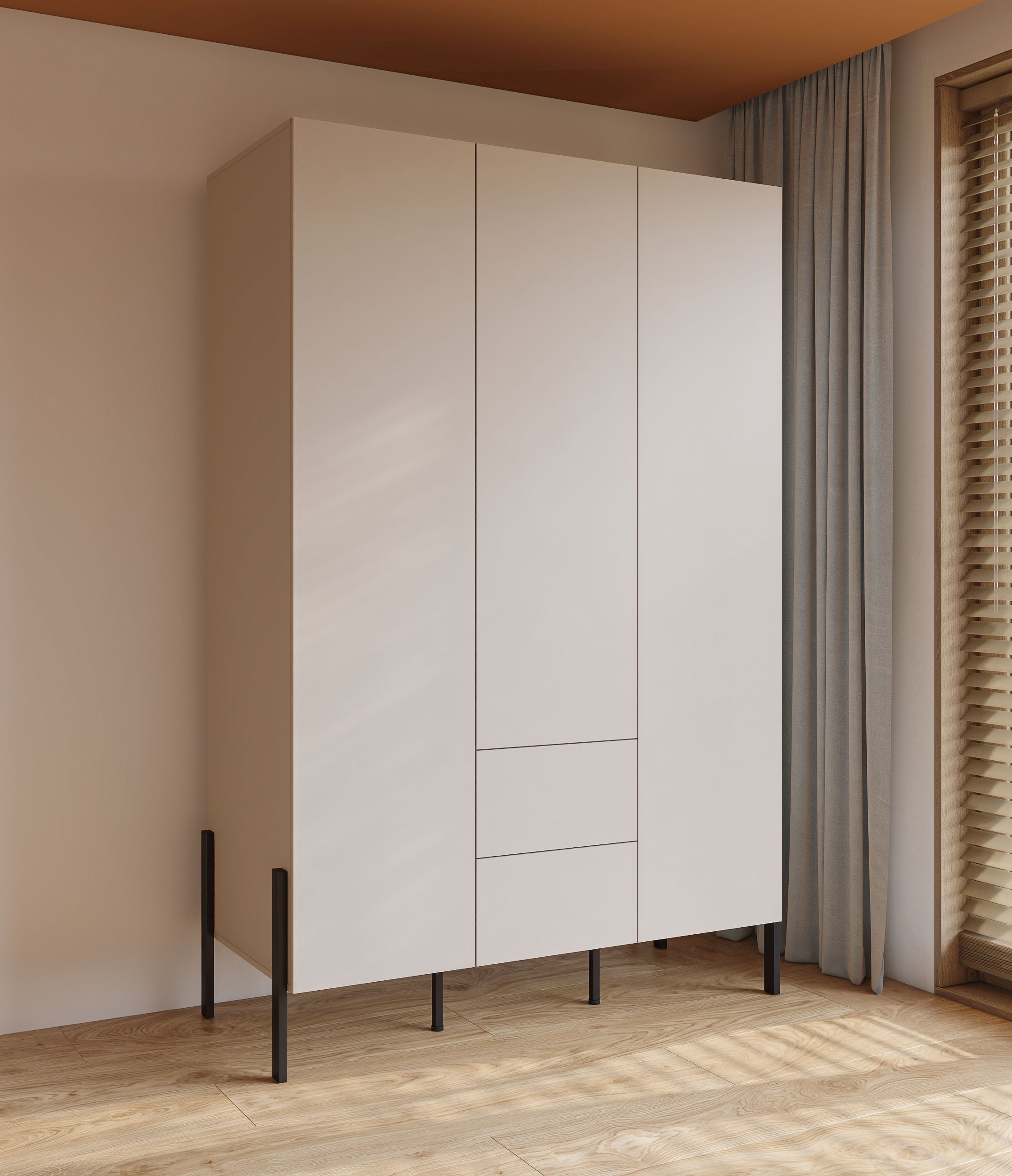 Home affaire Drehtürenschrank »Jukon, moderner Kleiderschrank mit Metallfüssen«, (B/H/T 3-Türer: ca. 135/210/60 4-Türer ca: 180/210/60), push to open Funktion, passend zur JUKON Serie, viel Stauraum