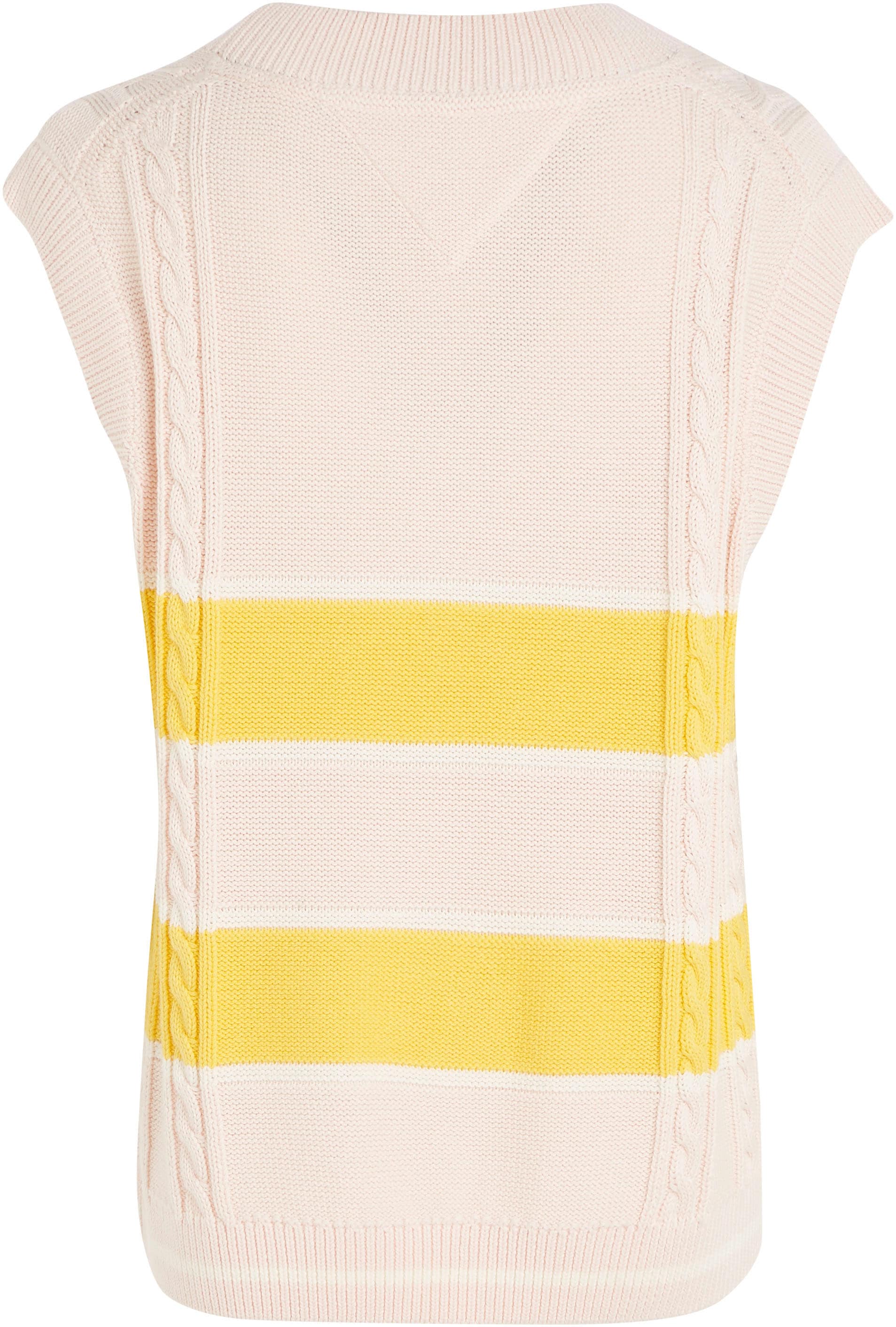 Tommy Jeans Strickpullover »TJW STRIPE V-NECK VEST«, mit Tommy Jeans Logostickerei