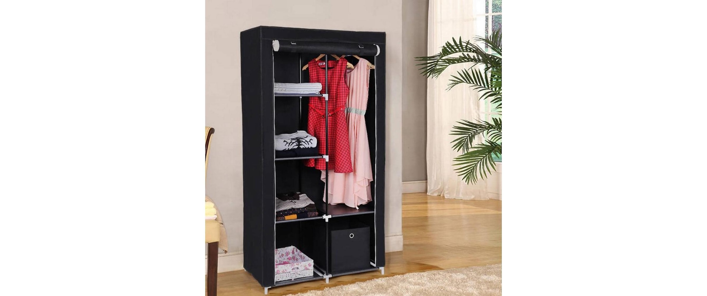 SONGMICS Regal »mit Rolltür 88 x 45 x 170 cm, Schwarz«