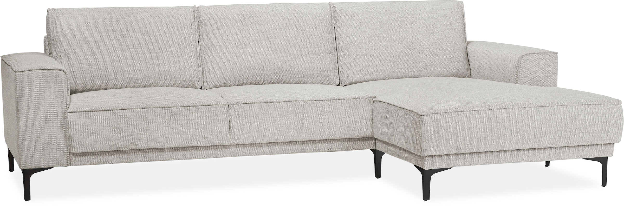 Places of Style Ecksofa »Polsterecke Oland, Struktur, Flachgewebe, Luxus-Microfaser, Boucle«, L-Form, 280 cm, Wellenunterfederung, Skandi-Design, Metallfüsse