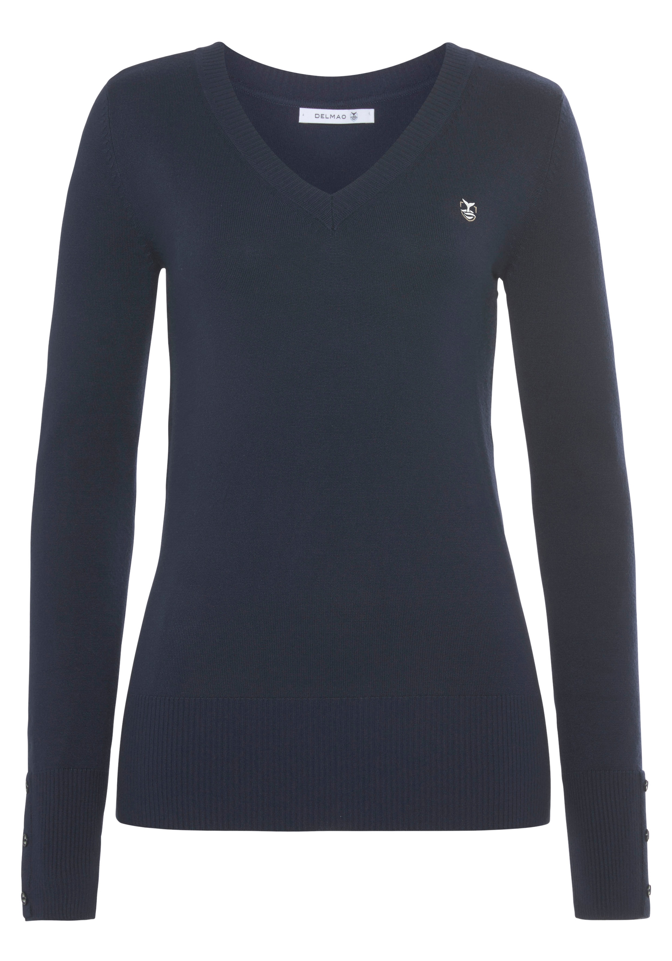 DELMAO V-Ausschnitt-Pullover, mit kleinem auf bestellen Jelmoli-Versand der bei Schweiz Logodruck online NEUE MARKE! Brust 