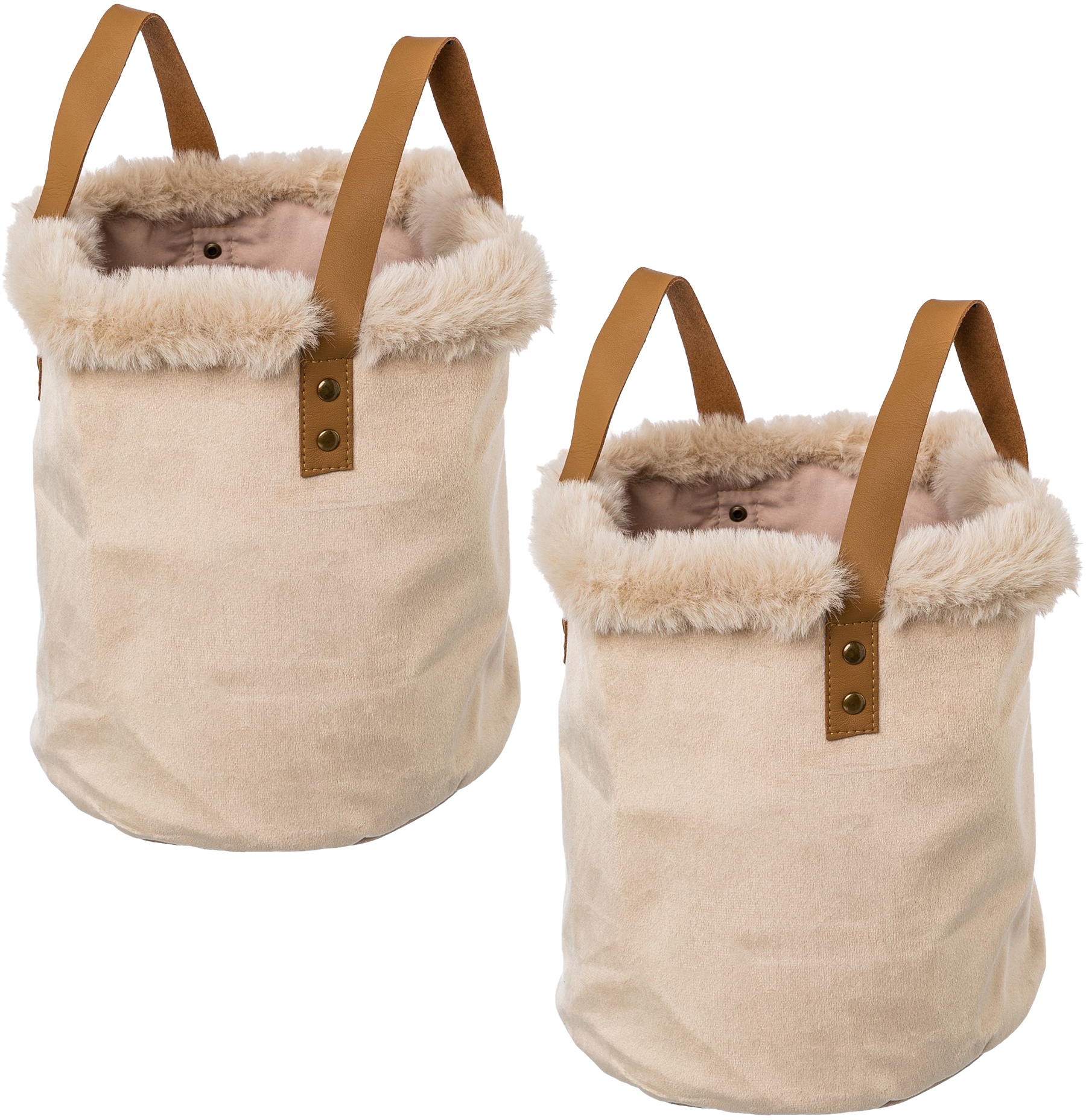 Creativ home Organizer "Weihnachtsdeko" mit Kunstfellrand und Henkel, Höhe 20 cm, auch als Übertopf geeignet