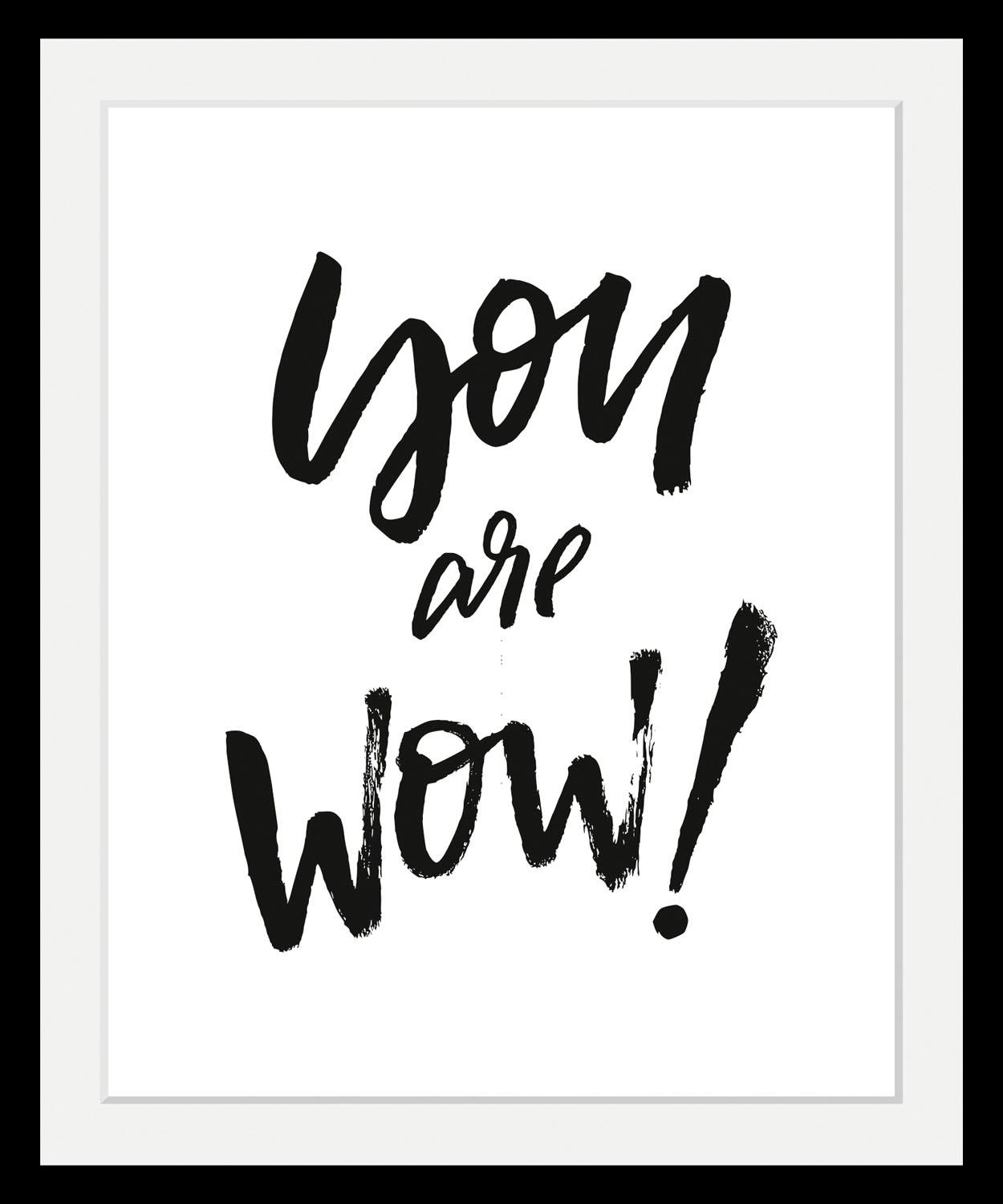 queence Bild "Spruch" Motivationsbilder Schriftzug Schwarz-Weiss HD Premium Poster-Druck inkl. Holzrahmen