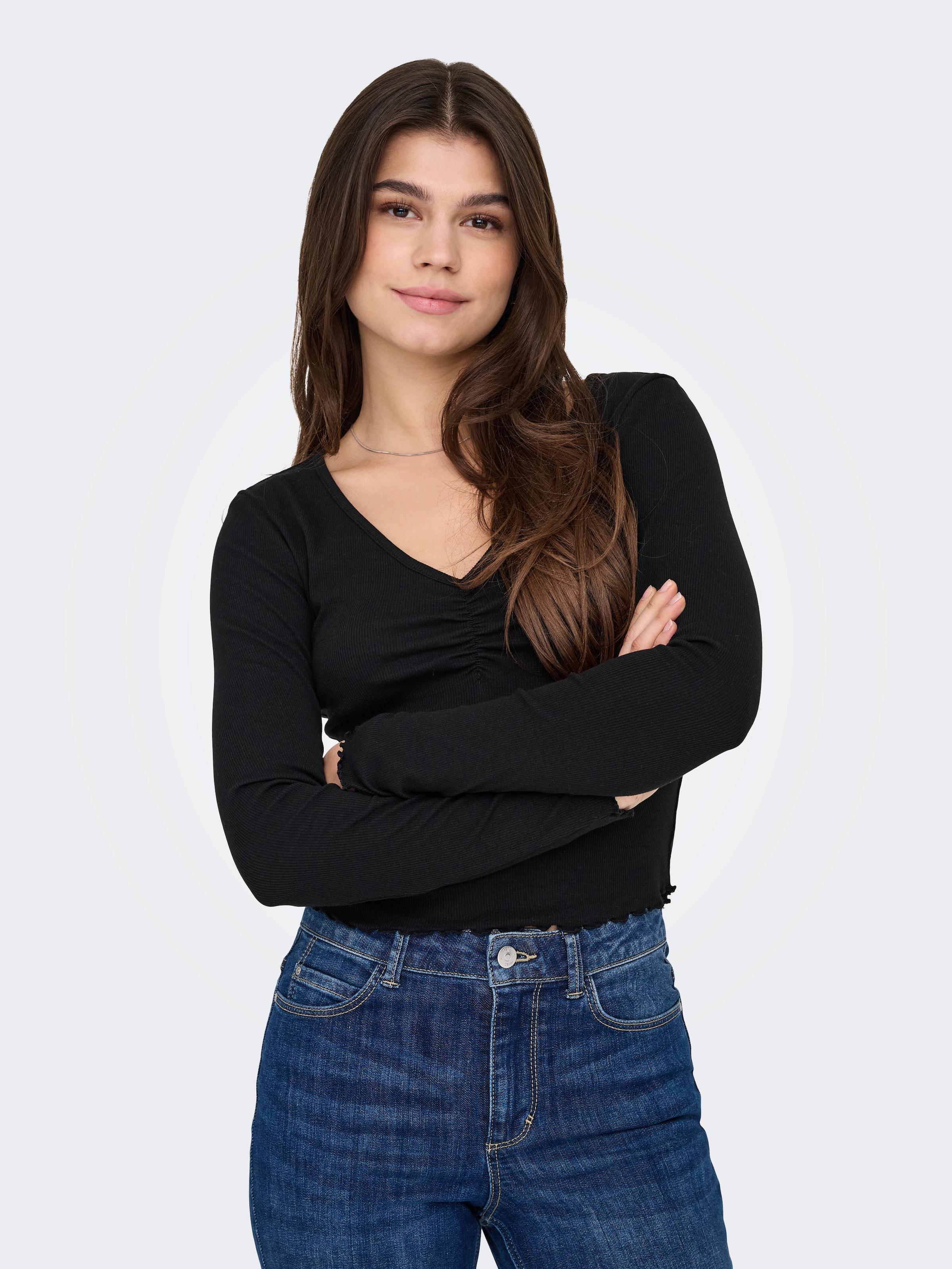 ONLY Langarmshirt »ONLBETTY L/S V-NECK TOP CC JRS«