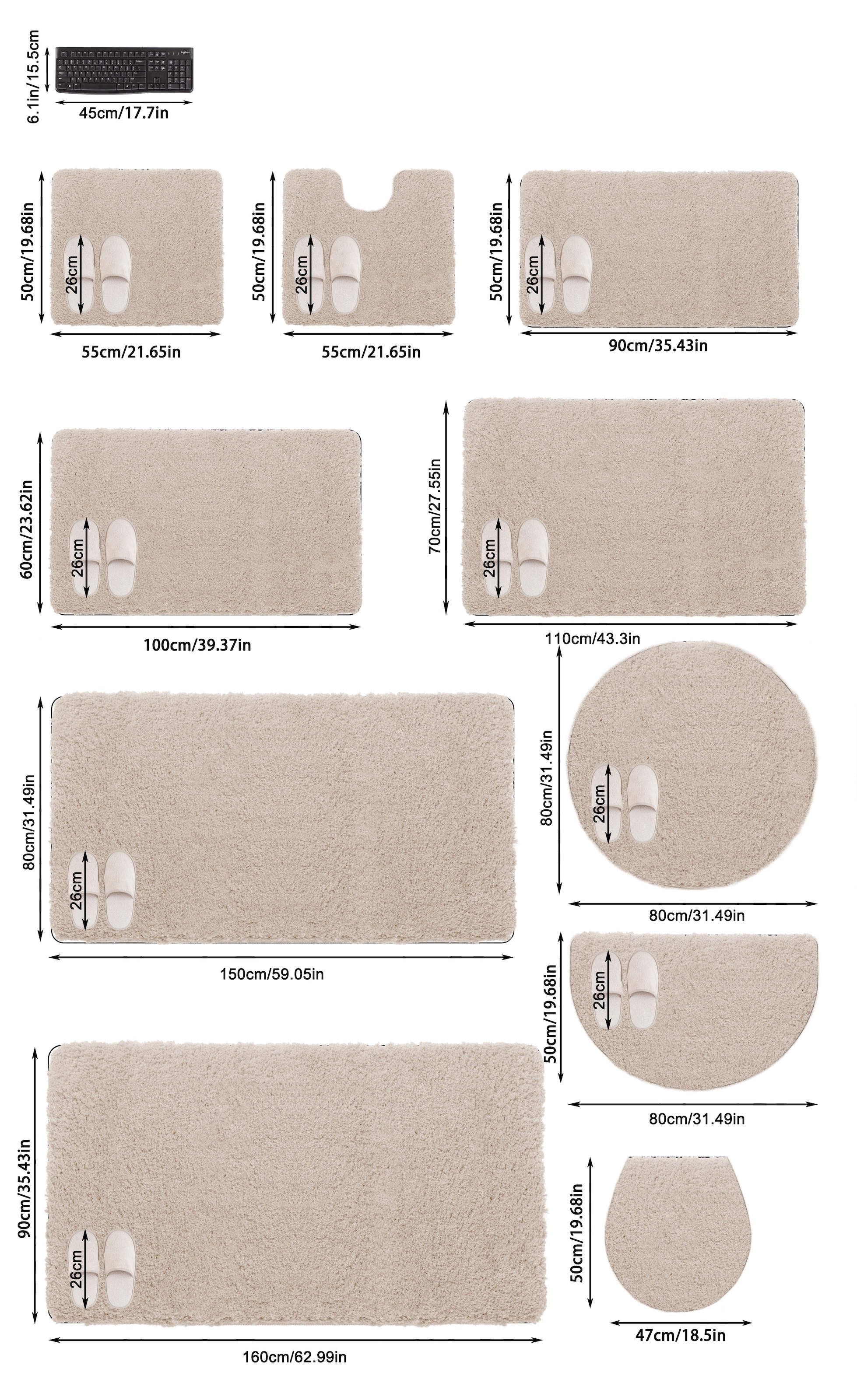 my home Badematte »Sanremo«, rutschhemmend beschichtet, fussbodenheizungsgeeignet-schnell trocknend, Badteppich, unifarben, rechteckig, rund & als 3-tlg. Set erhältlich