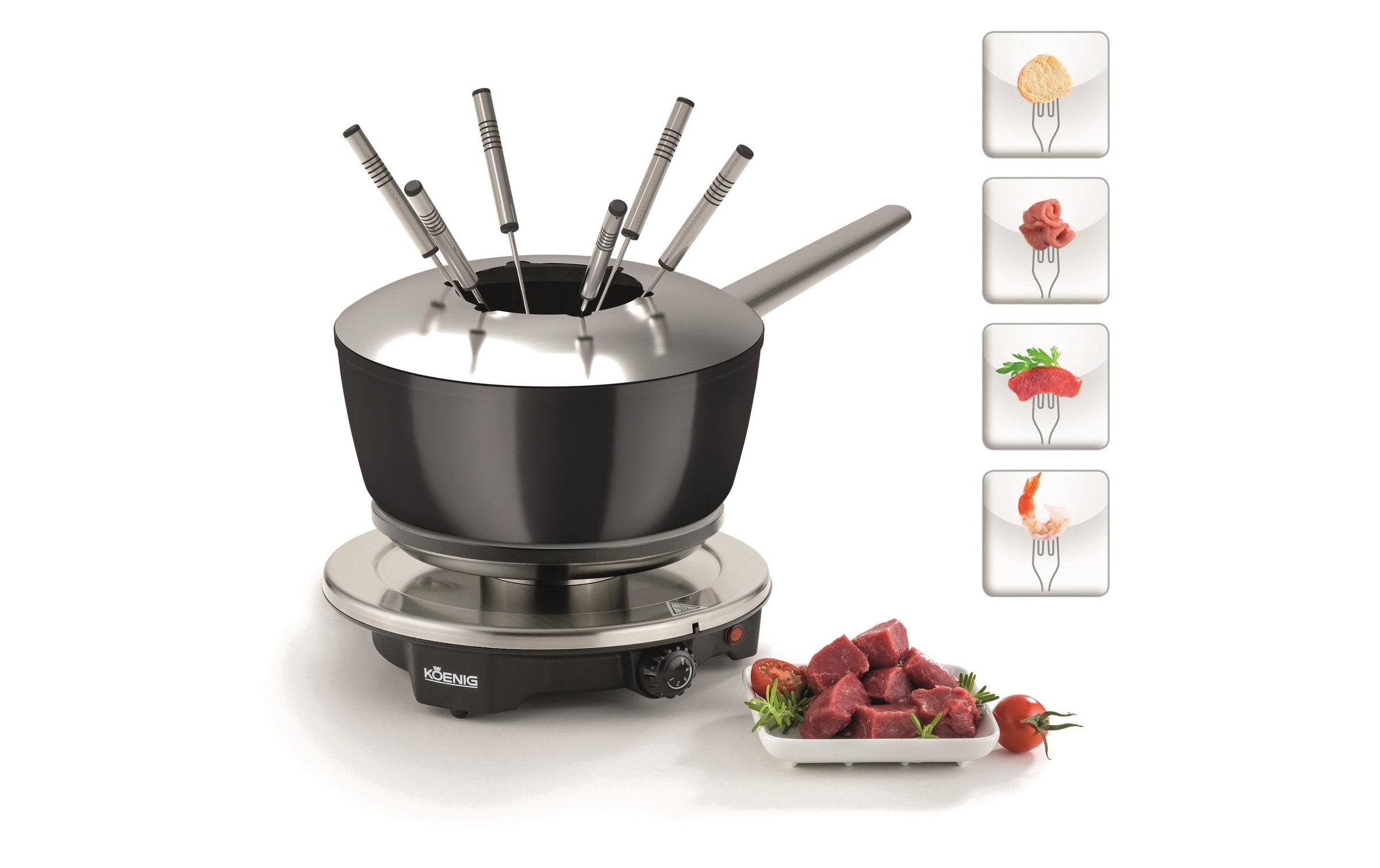 KOENIG Fondue »One for All 8 Teile, Chrom/Schwarz«