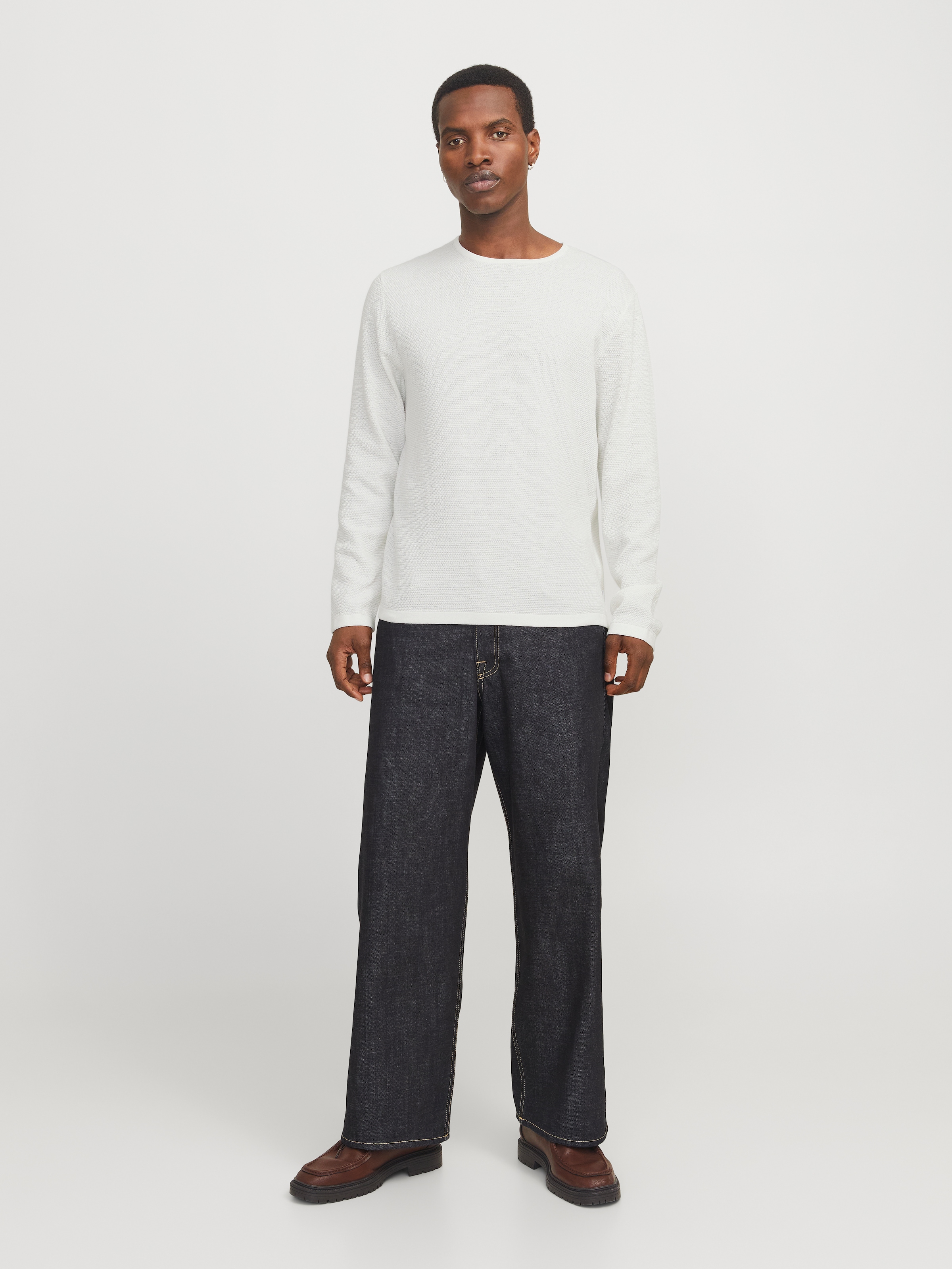 Jack & Jones Rundhalspullover »JJEGEORGE KNIT CREW NECK NOOS«, in Strick Optik