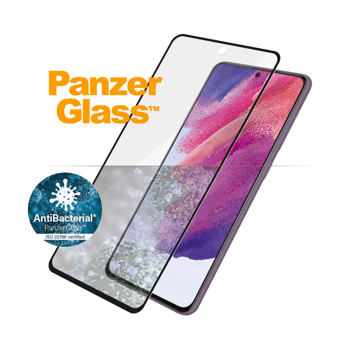 CARE by PanzerGlass Displayschutzglas »AntiBacterial Screen Protection«, für Samsung Galaxy S21 FE, Displayschutzfolie, Schutzfolie, Bildschirmschutz, kratz- & stossfest