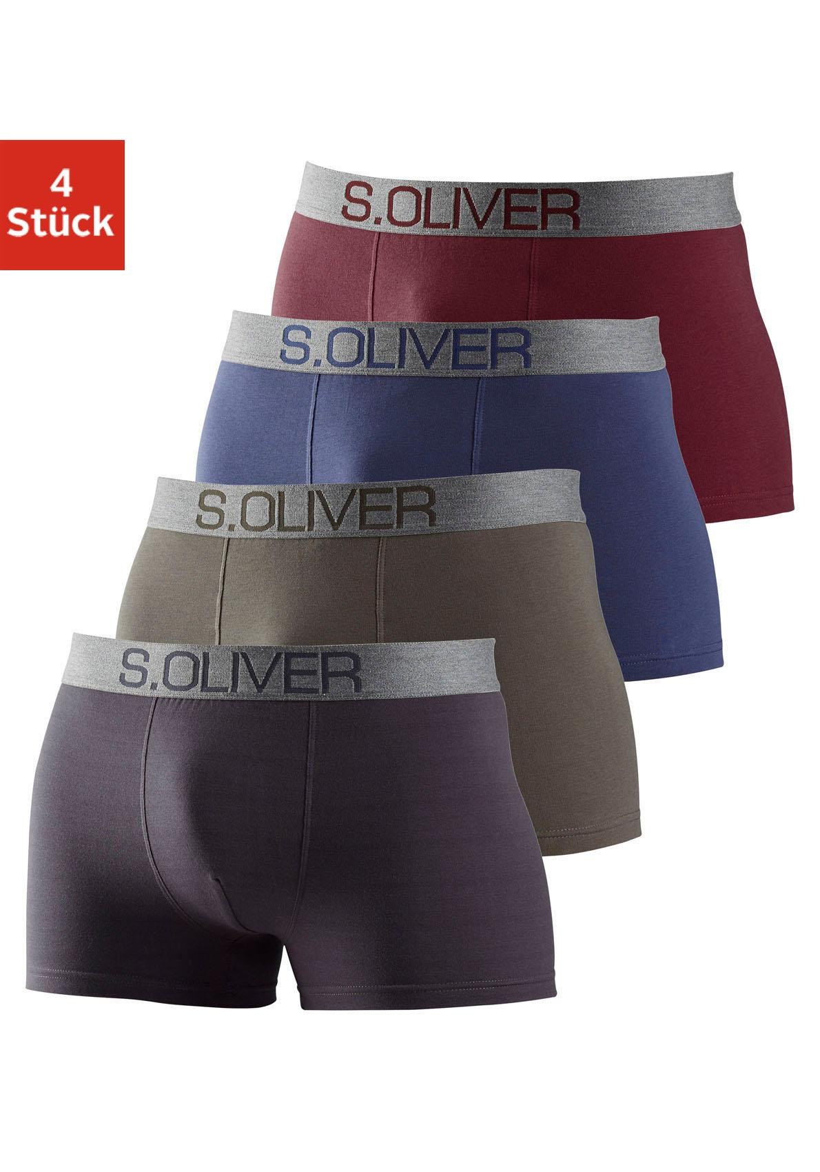 s.Oliver Boxer »Boxershorts für Herren« Packung, 4 Stk. mit kontrastfarbenem Webbund