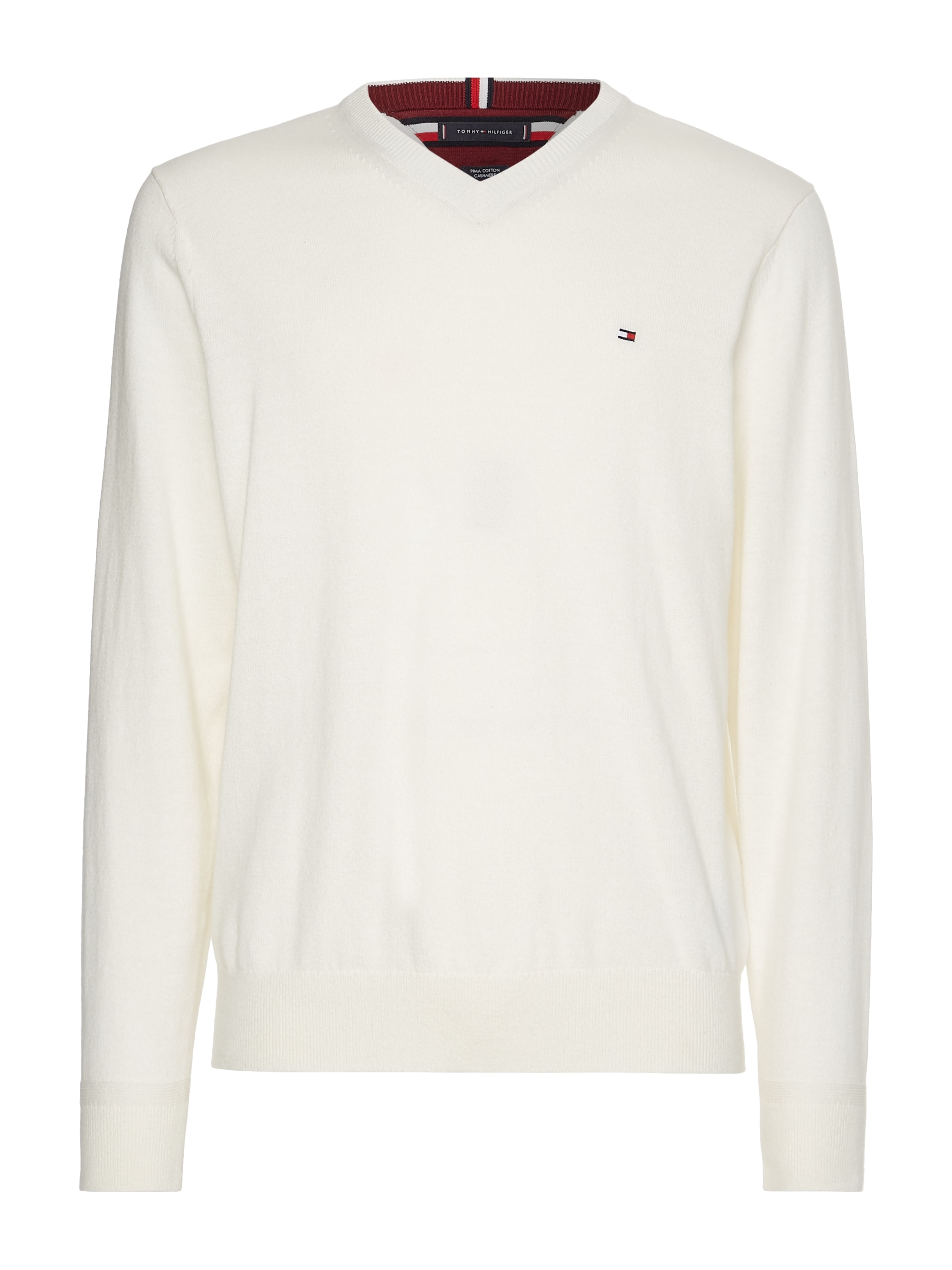 Tommy Hilfiger V-Ausschnitt-Pullover »PIMA ORG CTN CASHMERE V NECK«